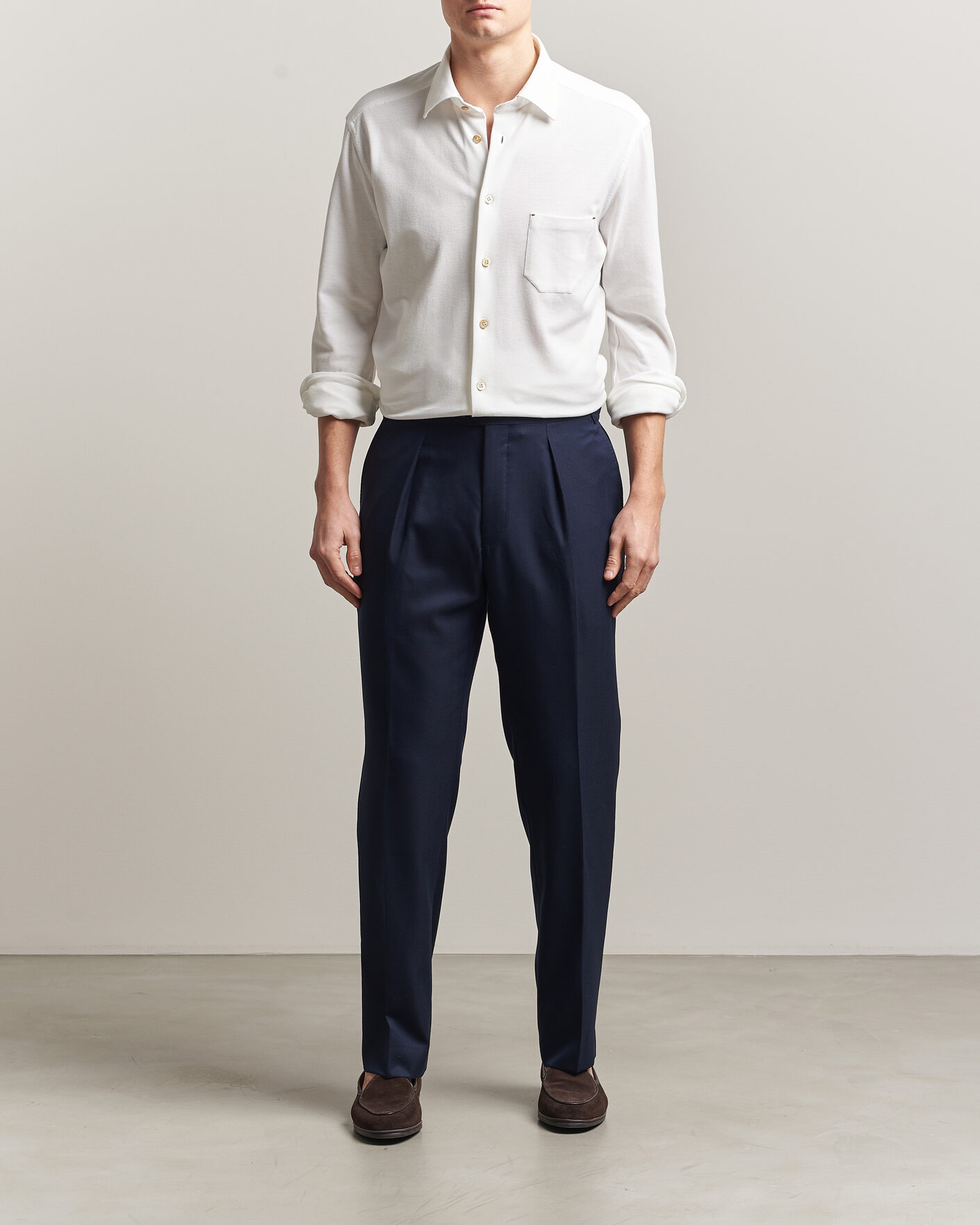 Herr | Skjortor | Kiton | Jersey Piquet Shirt White