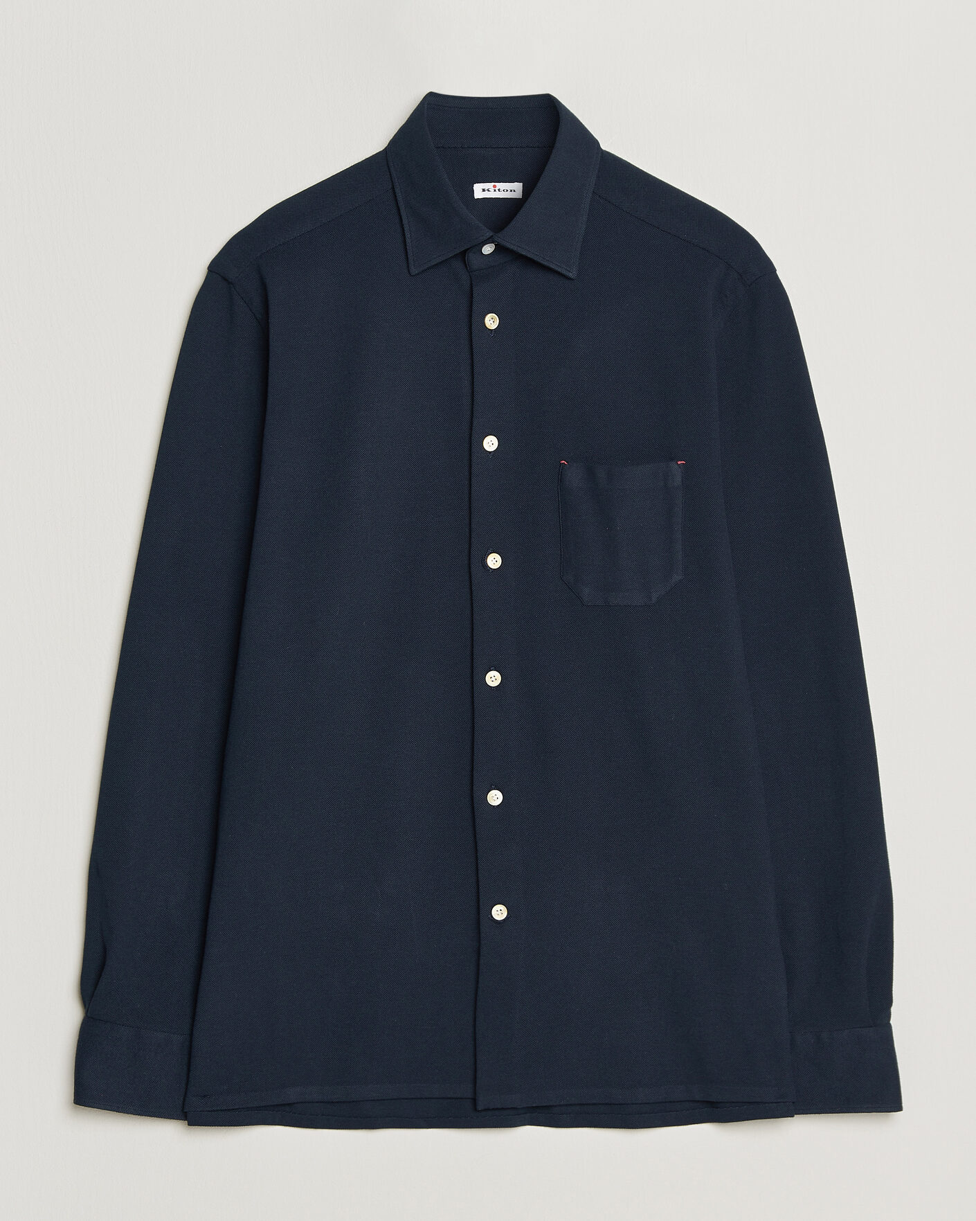 Herr | Skjortor | Kiton | Jersey Piquet Shirt Navy