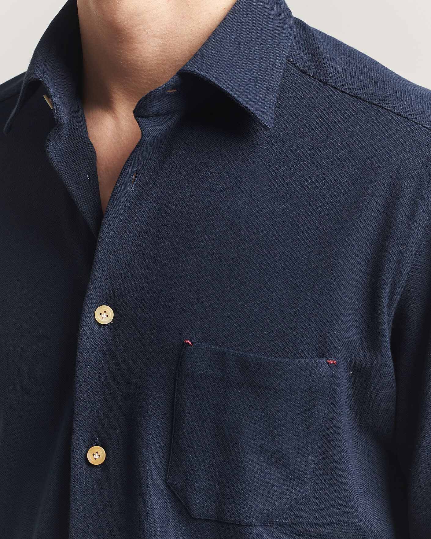 Herr | Skjortor | Kiton | Jersey Piquet Shirt Navy