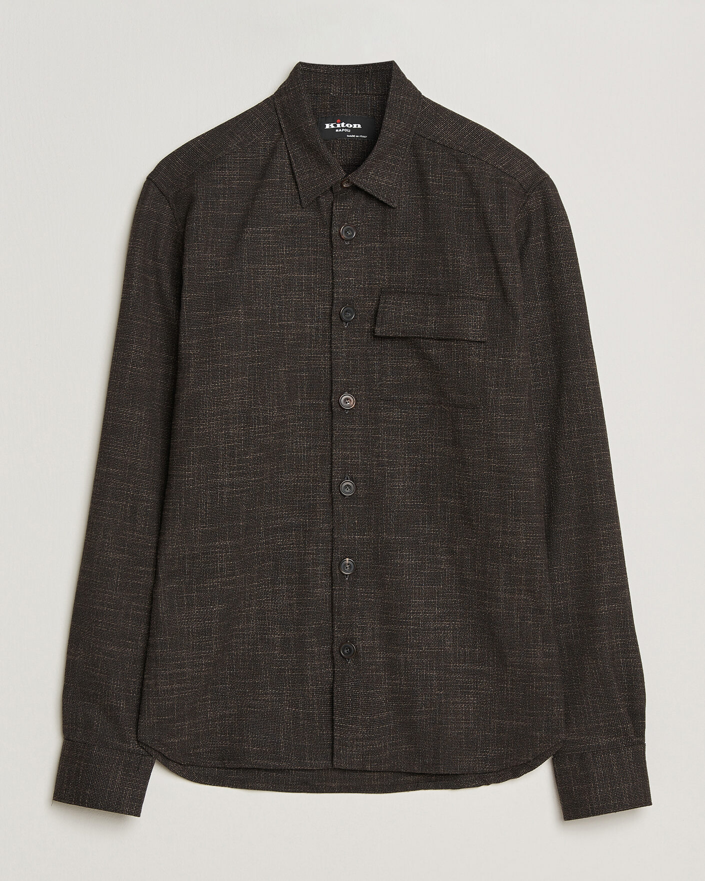 Herr | Skjortor | Kiton | Virgin Wool Overshirt Dark Brown