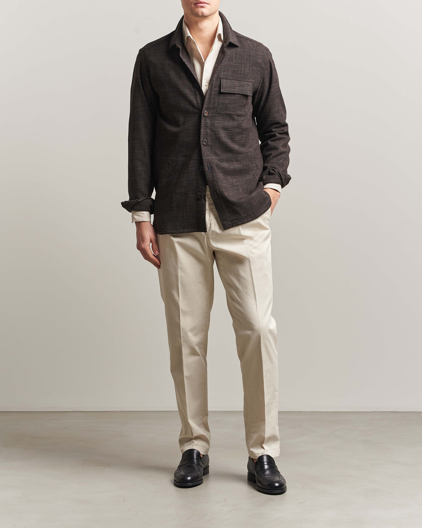 Herr | Skjortor | Kiton | Virgin Wool Overshirt Dark Brown