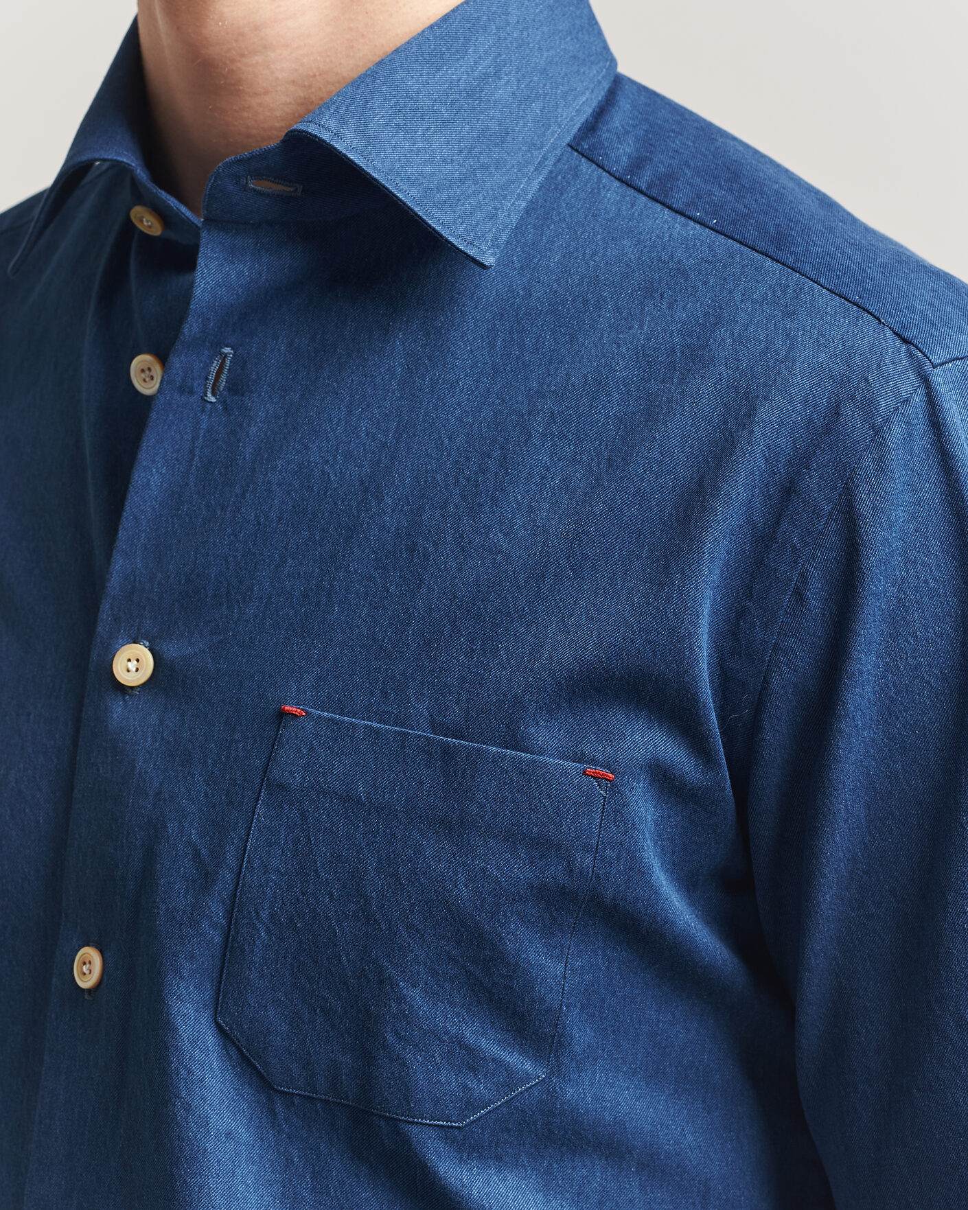Herr | Skjortor | Kiton | Denim Sport Shirt Medium Blue