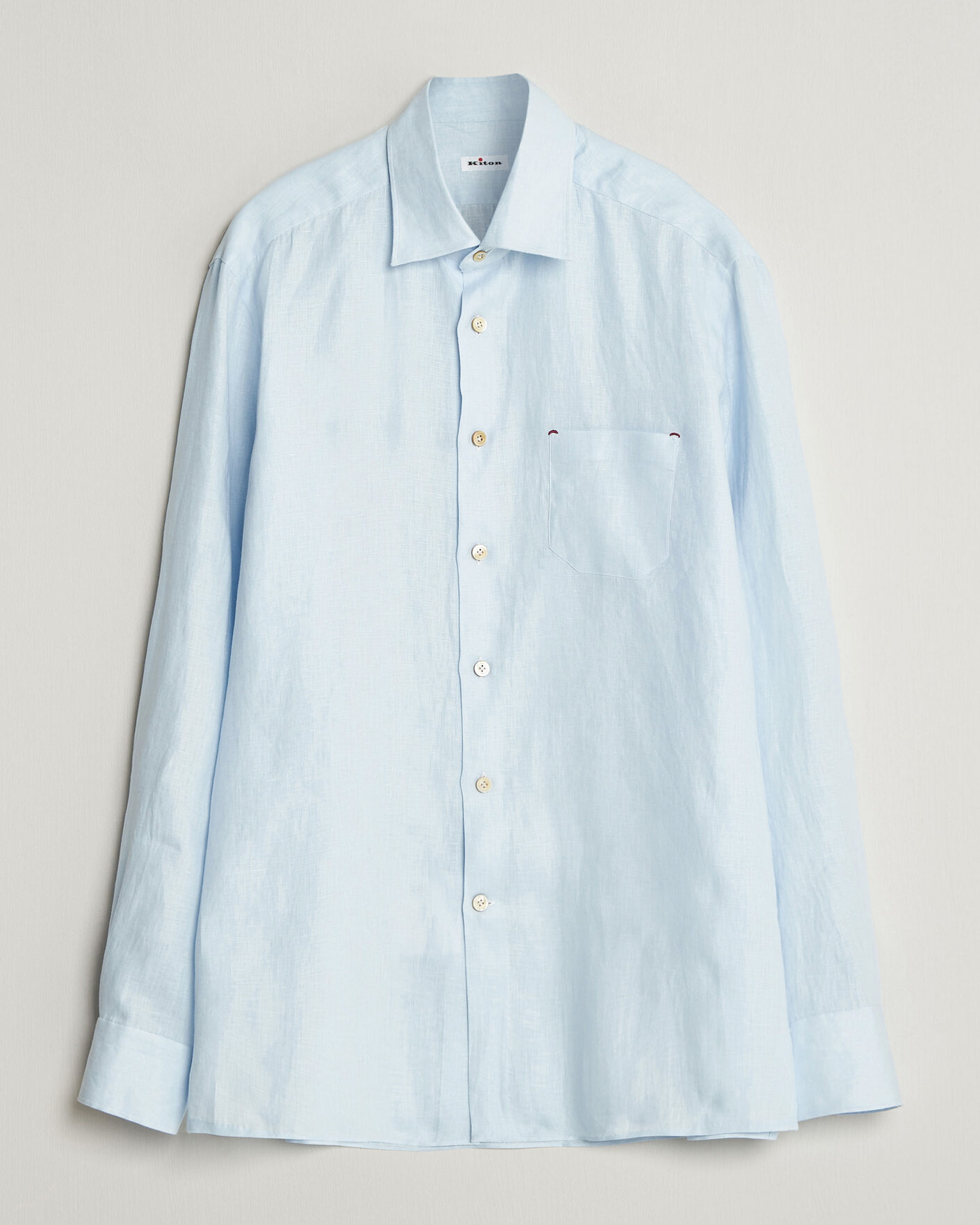 Herr | Skjortor | Kiton | Linen Sport Shirt Light Blue