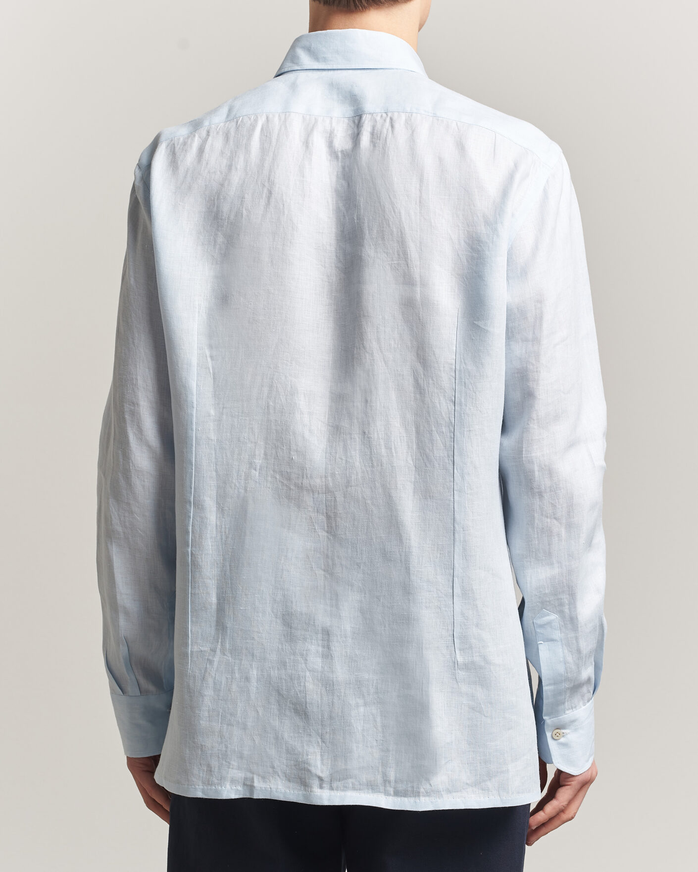 Herr | Skjortor | Kiton | Linen Sport Shirt Light Blue