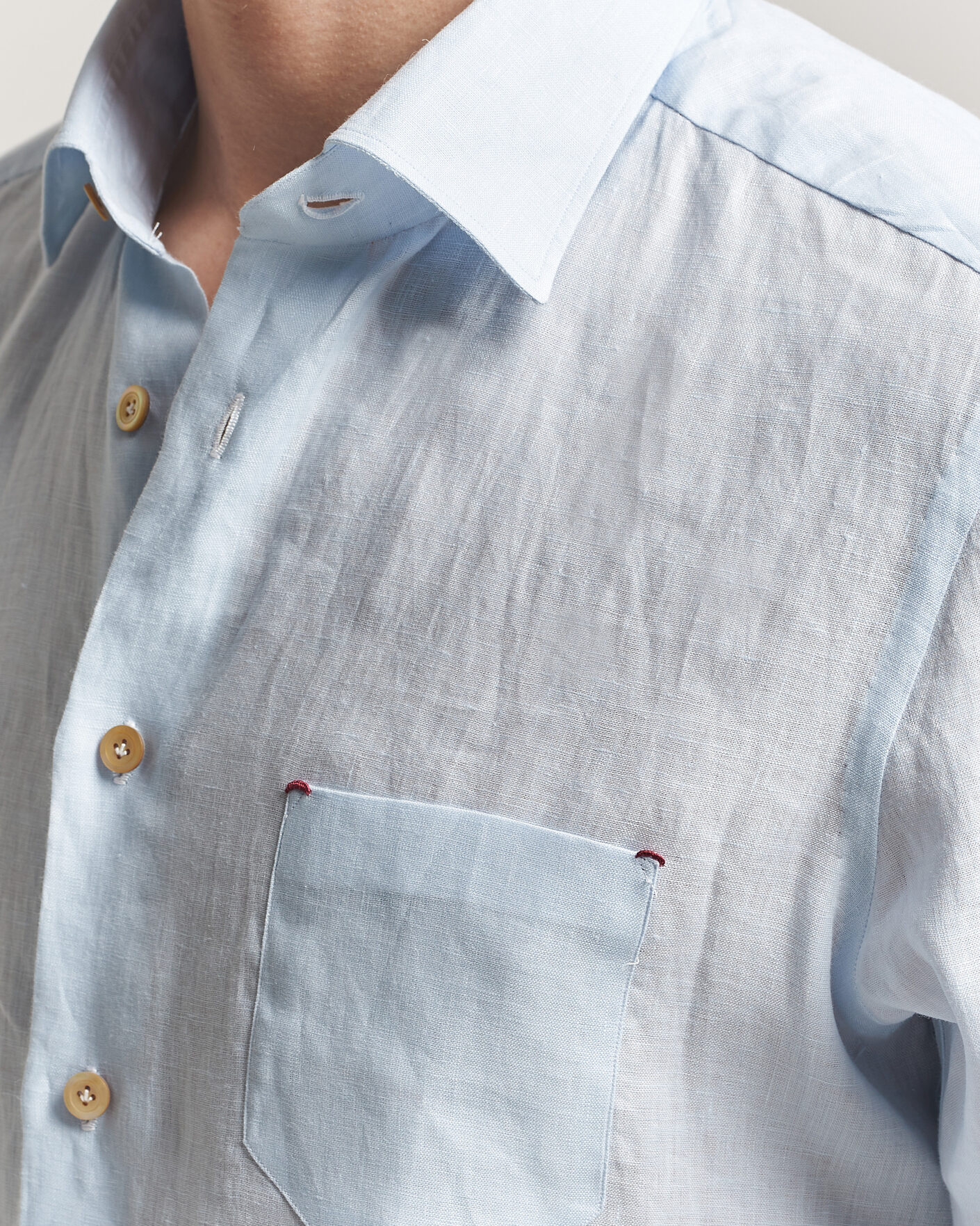 Herr | Skjortor | Kiton | Linen Sport Shirt Light Blue