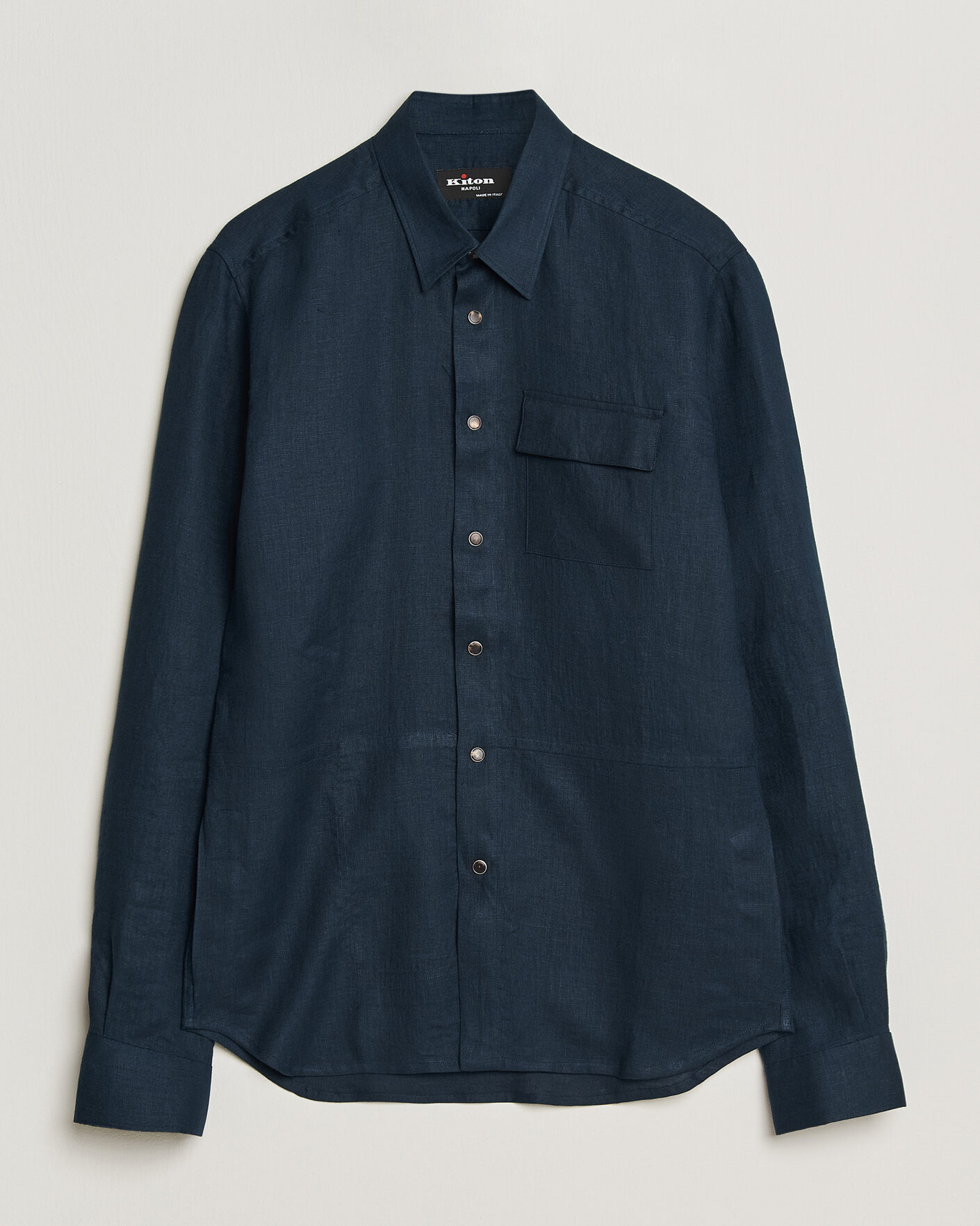 Herr | Skjortor | Kiton | Linen Overshirt Navy
