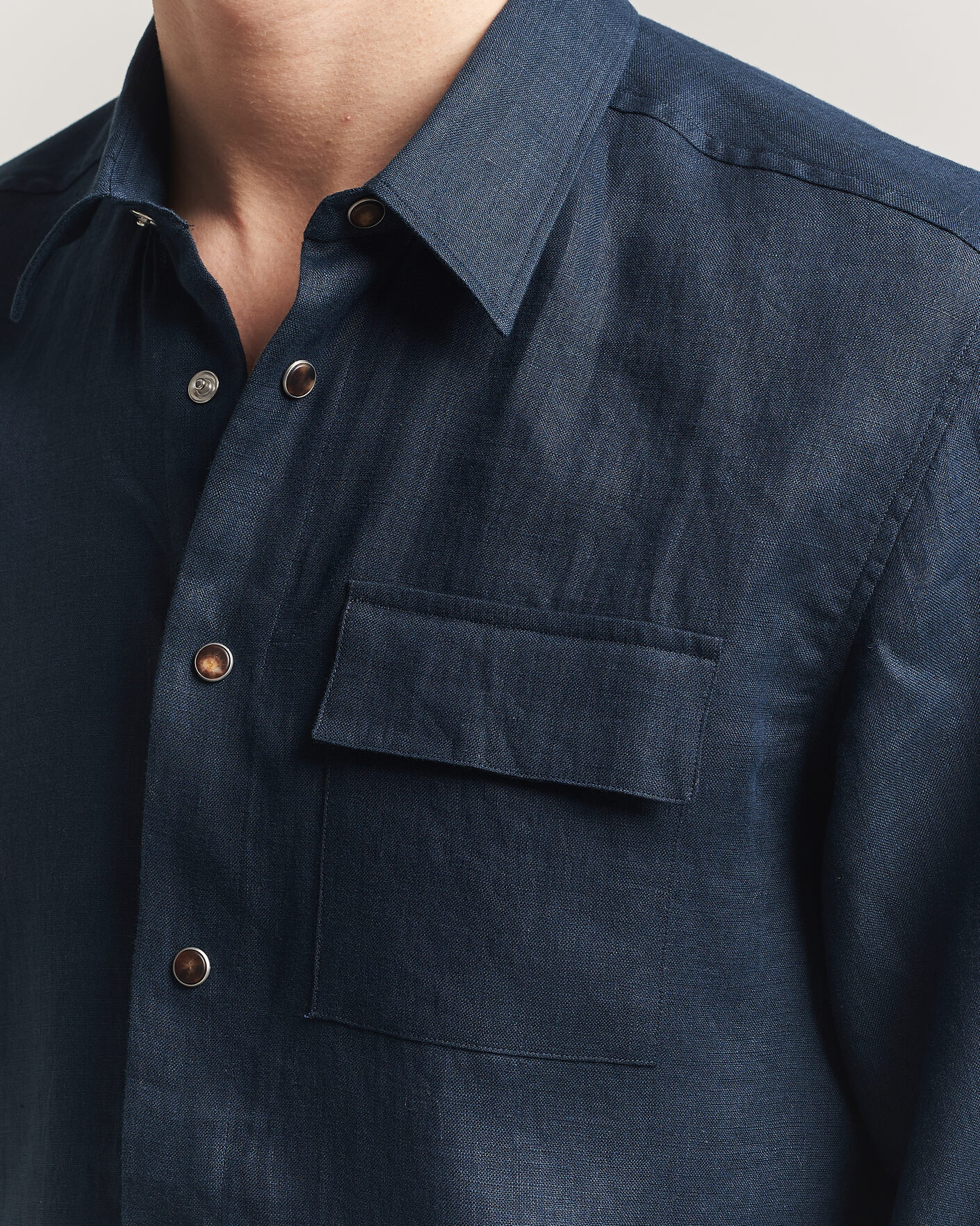 Herr | Skjortor | Kiton | Linen Overshirt Navy