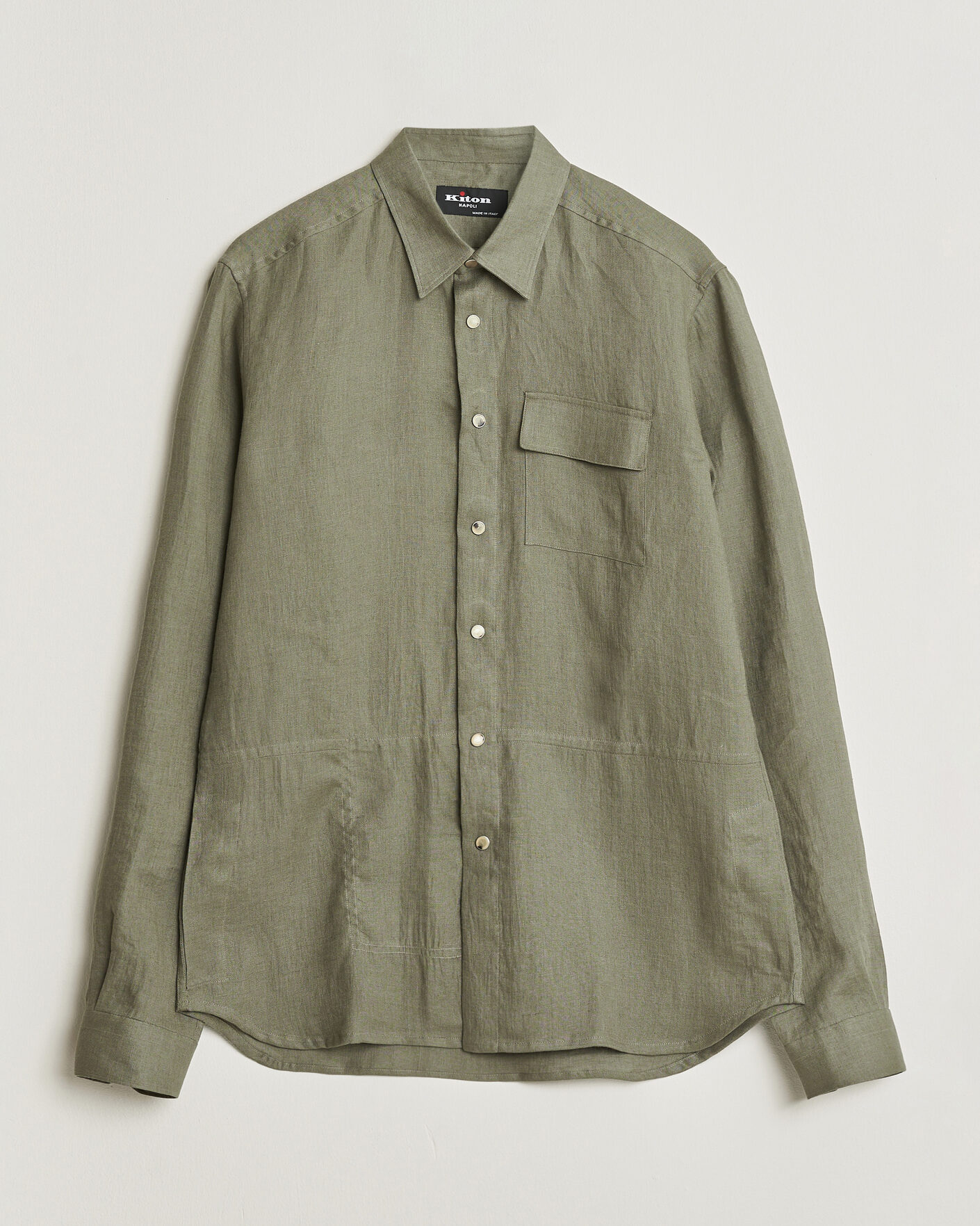 Herr | Skjortor | Kiton | Linen Overshirt Khaki