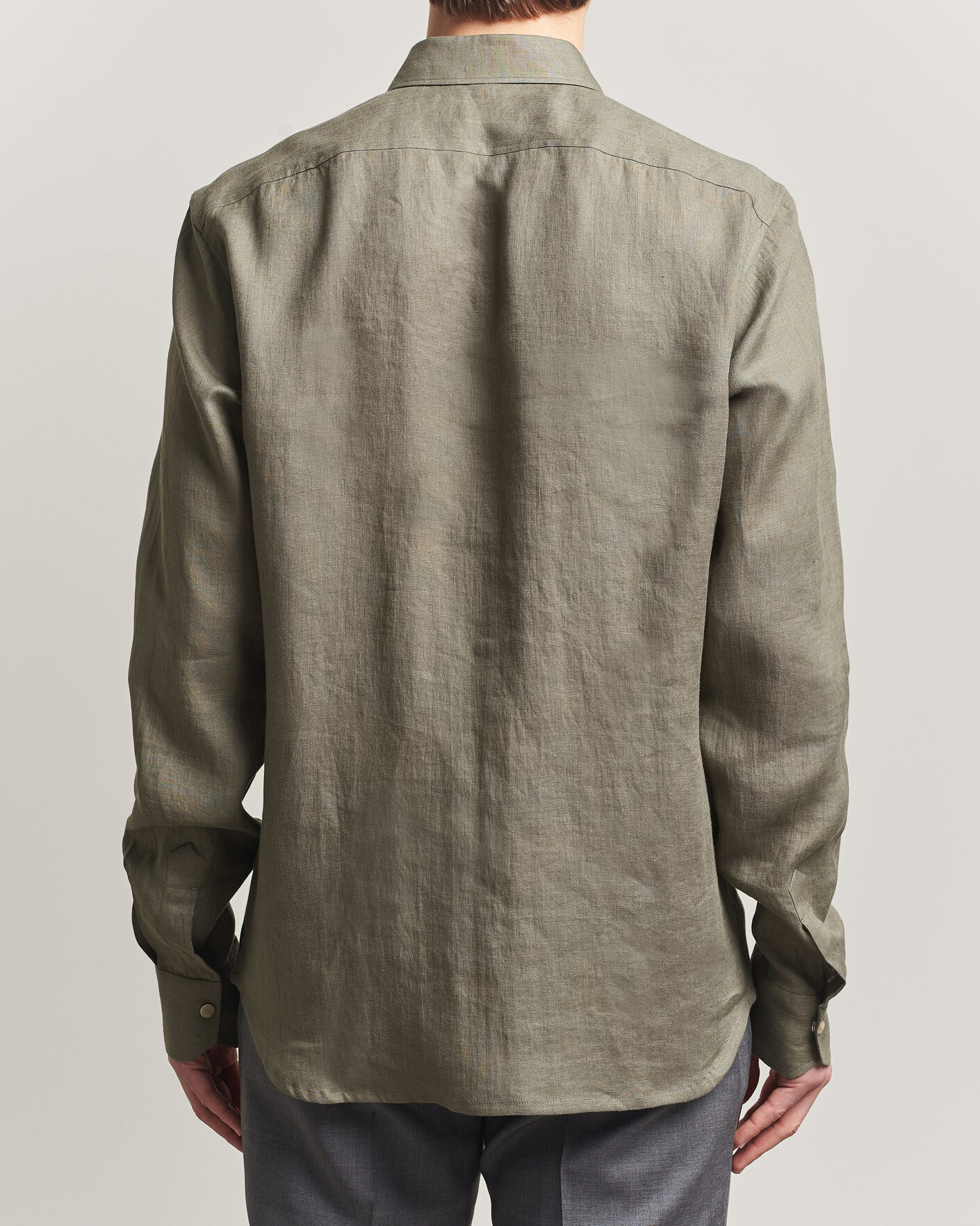 Herr | Skjortor | Kiton | Linen Overshirt Khaki