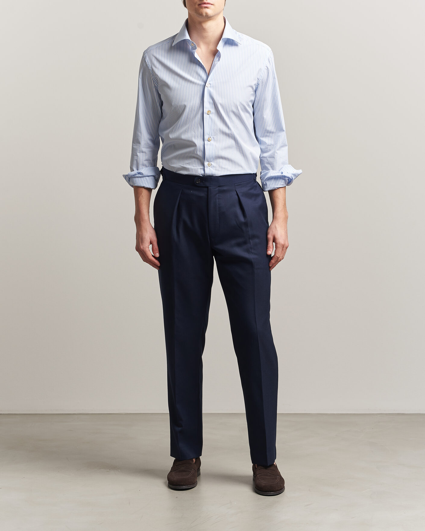 Herr | Skjortor | Kiton | Slim Fit Dress Shirt Light Blue Stripe