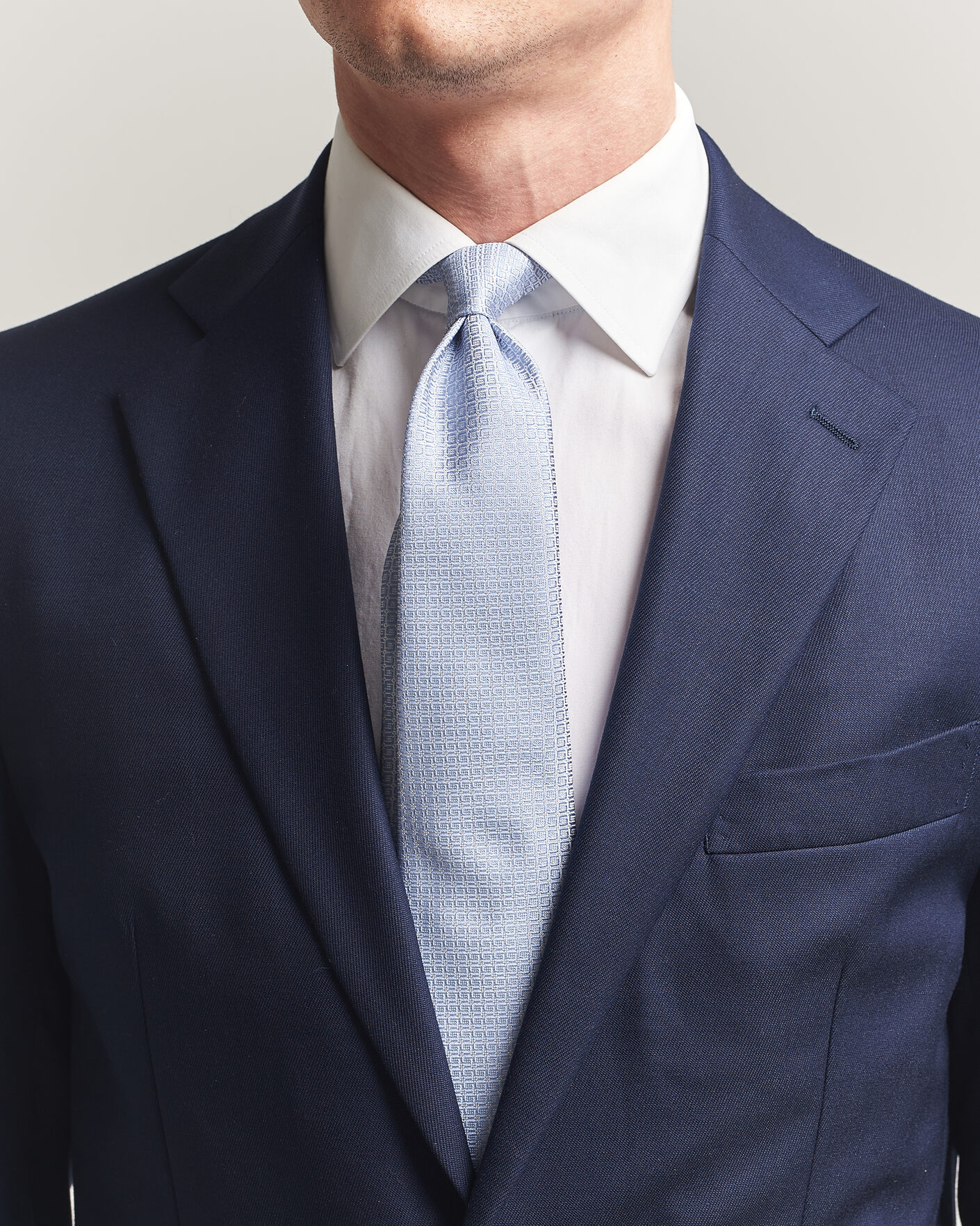 Herr | Slipsar | Kiton | Micro Structure Silk Tie Sky Blue