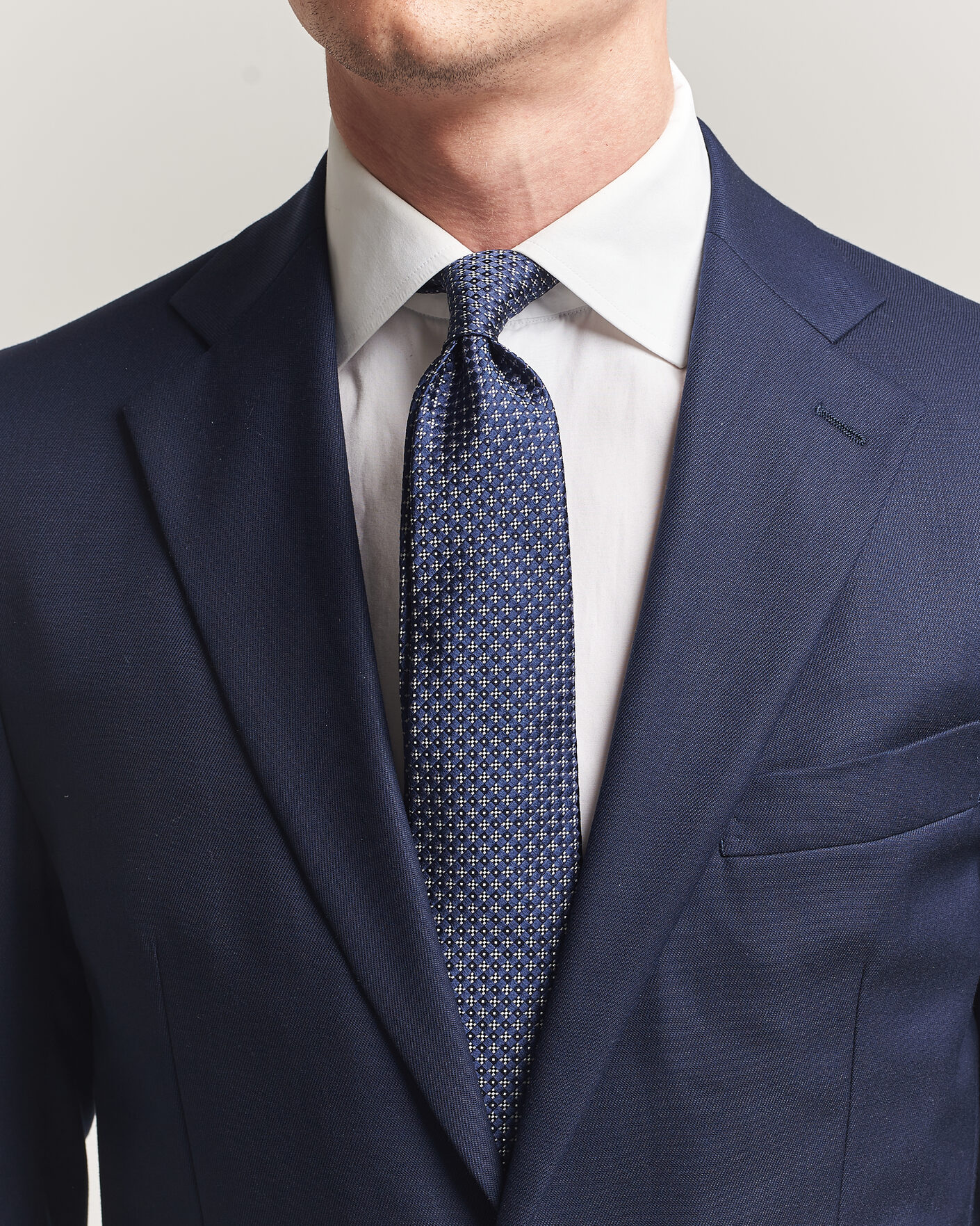 Herr | Slipsar | Kiton | Flower Jacquard Silk Tie Navy