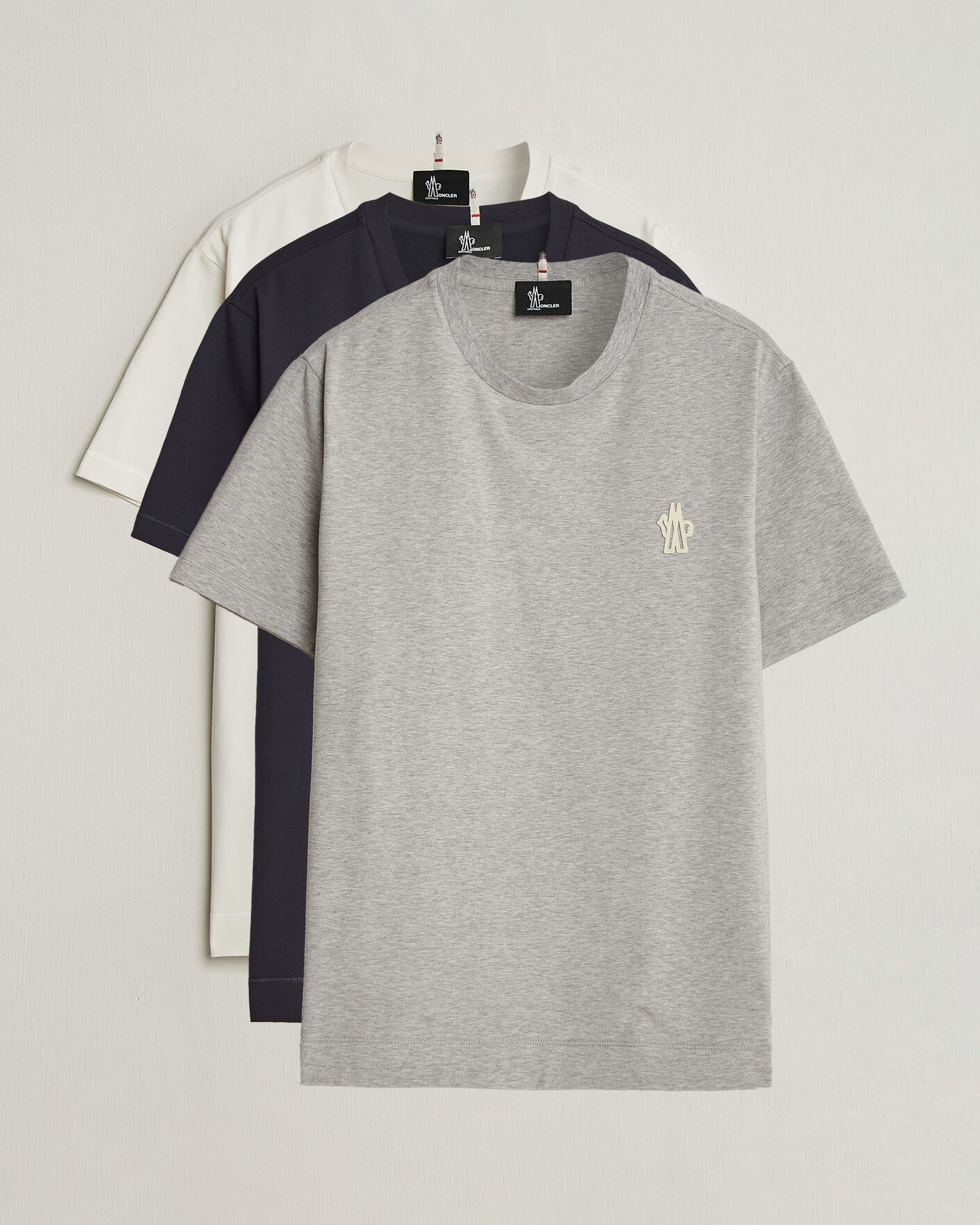 Herr | T-Shirts | Moncler Grenoble | 3-Pack Logo T-Shirts White/Grey/Black