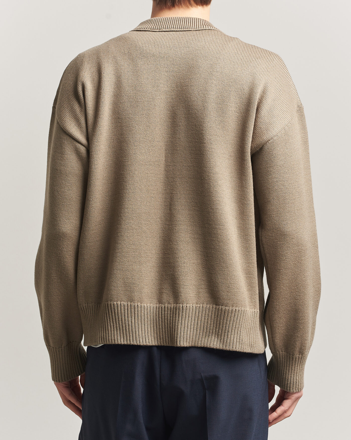 Herr | Tröjor | AMI | Big Heart Wool Sweater Beige