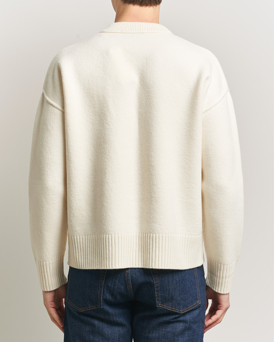 Herr | Tröjor | AMI | Big Heart Wool Sweater Ecru