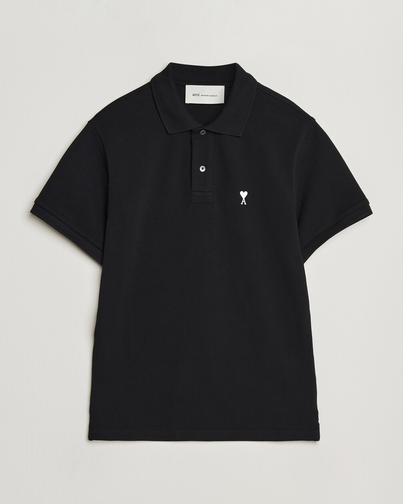 Herr | Pikéer | AMI | Contrast Heart Logo Polo Black