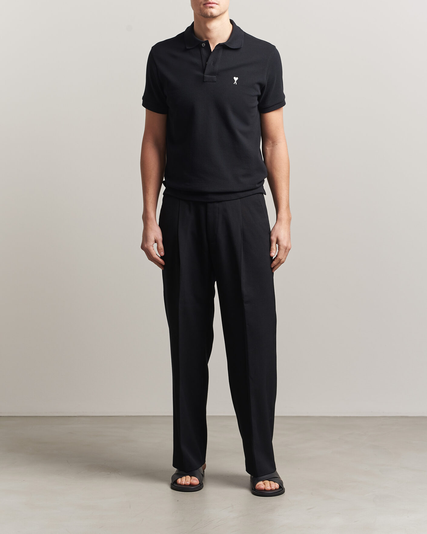 Herr | Pikéer | AMI | Contrast Heart Logo Polo Black