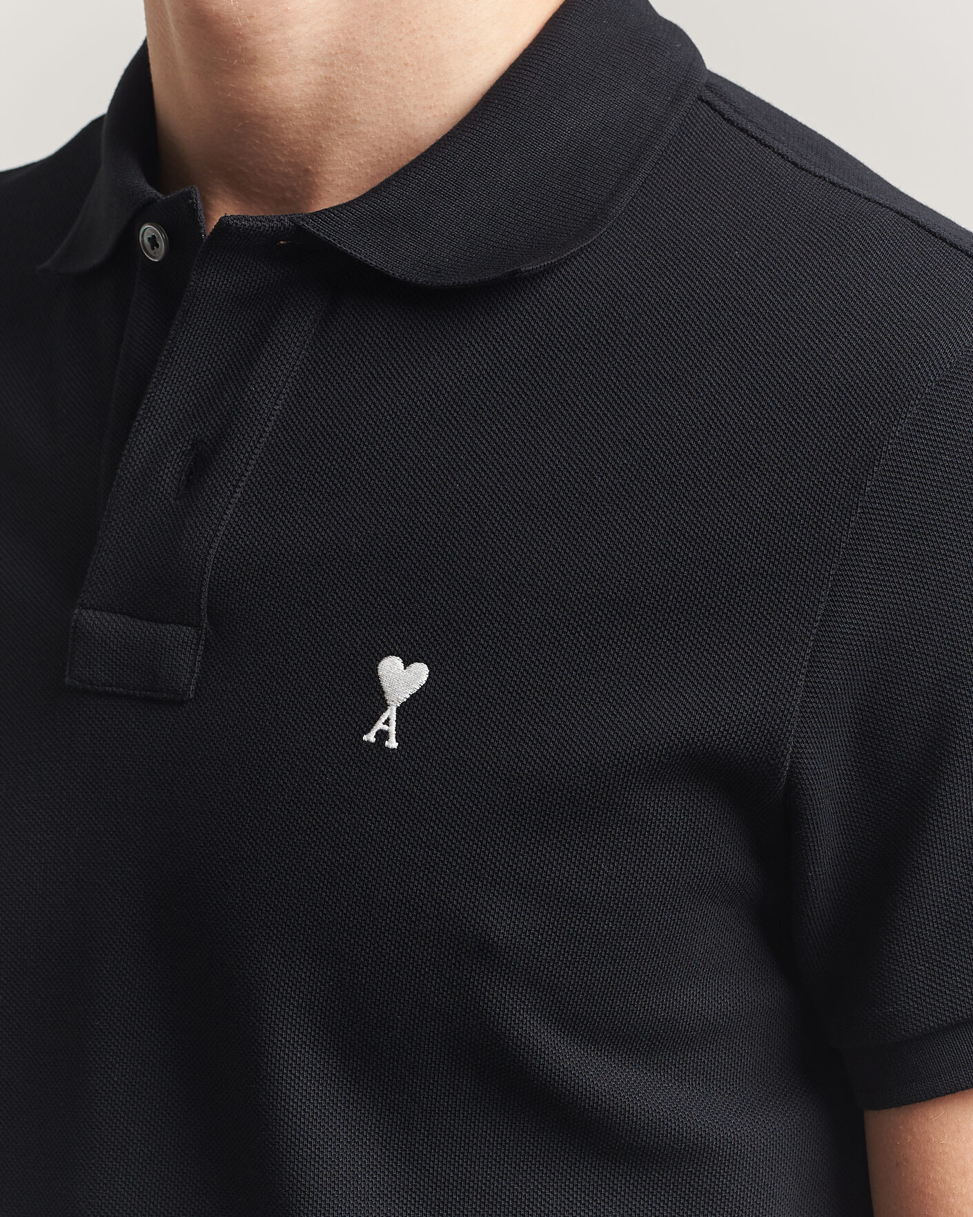 Herr | Pikéer | AMI | Contrast Heart Logo Polo Black