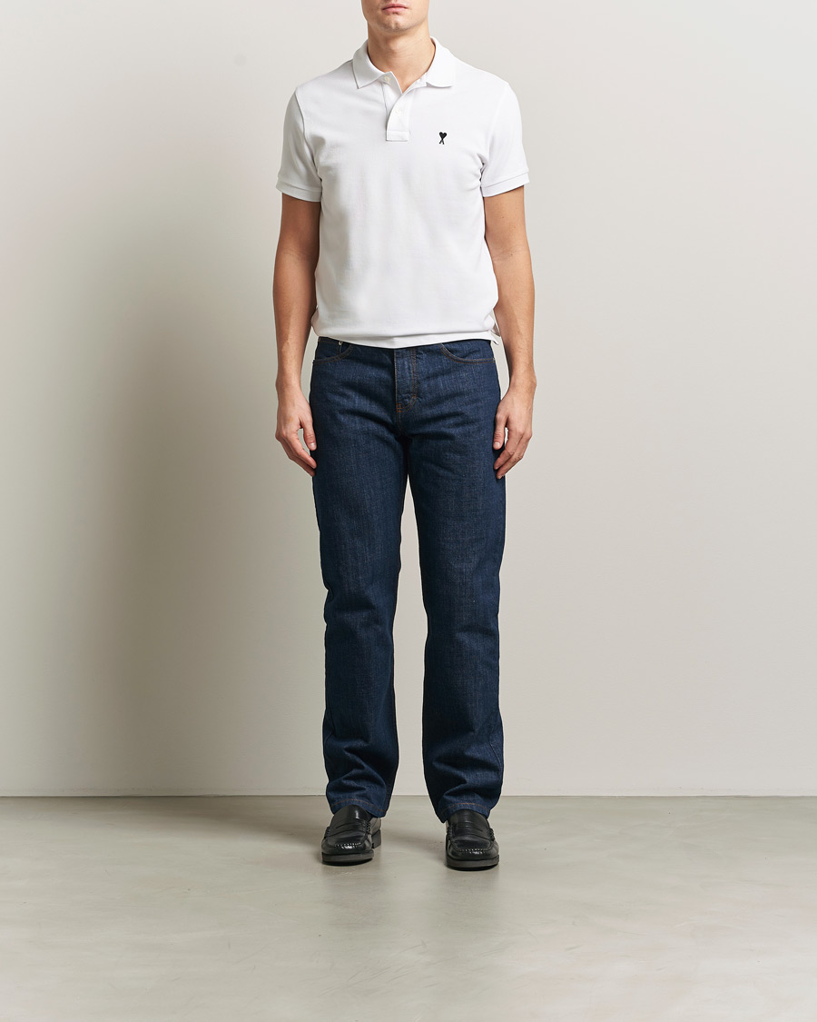 Herr | Pikéer | AMI | Contrast Heart Logo Polo White