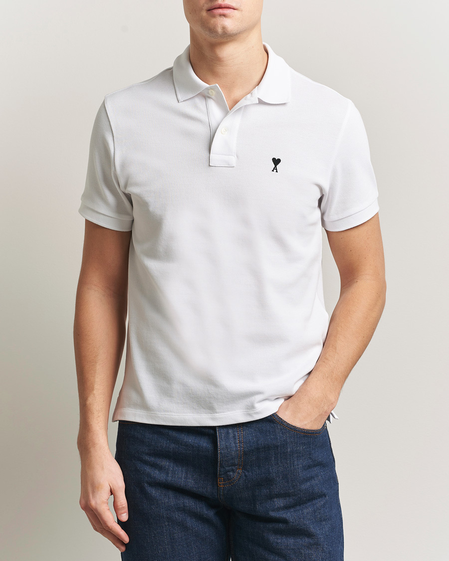 Herr | Pikéer | AMI | Contrast Heart Logo Polo White