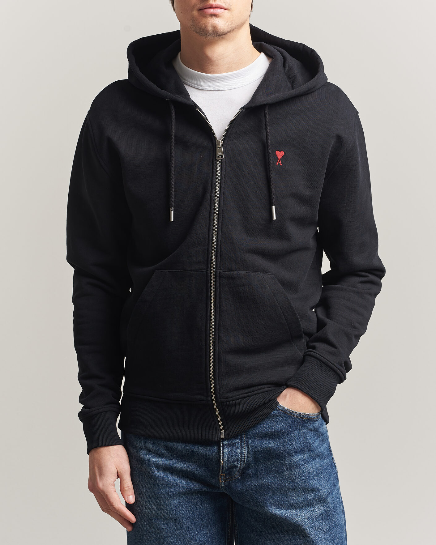 Herr | Tröjor | AMI | Heart Logo Full Zip Hoodie Black