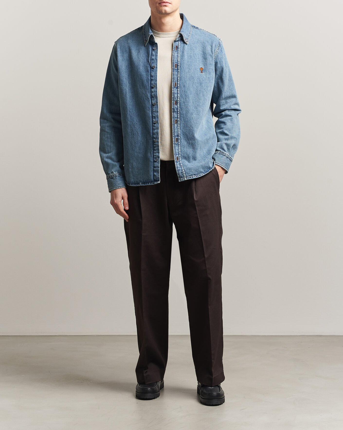 Herr | Skjortor | AMI | Denim Overshirt Used Blue