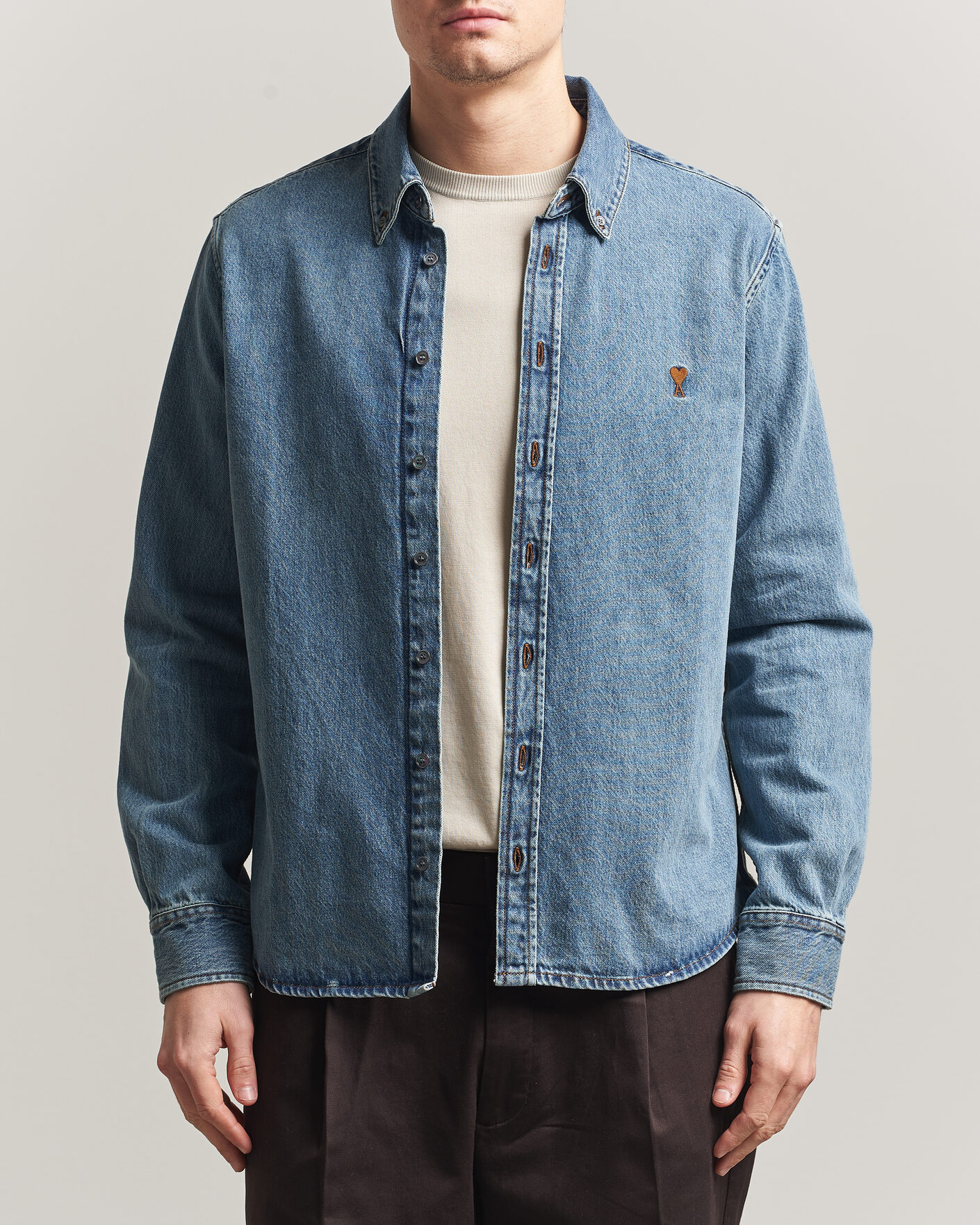 Herr | Skjortor | AMI | Denim Overshirt Used Blue