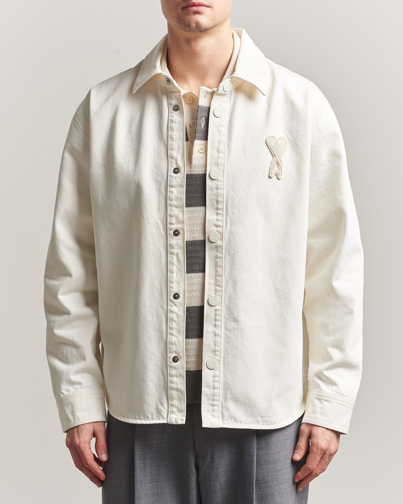 Herr | Skjortor | AMI | Cotton Twill Overshirt Creme
