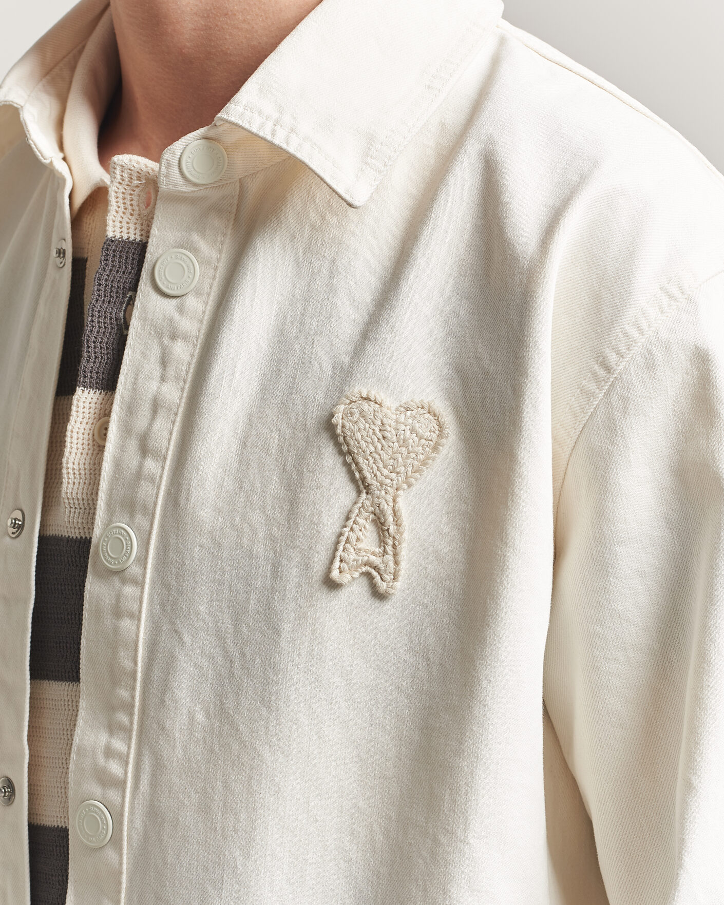Herr | Skjortor | AMI | Cotton Twill Overshirt Creme