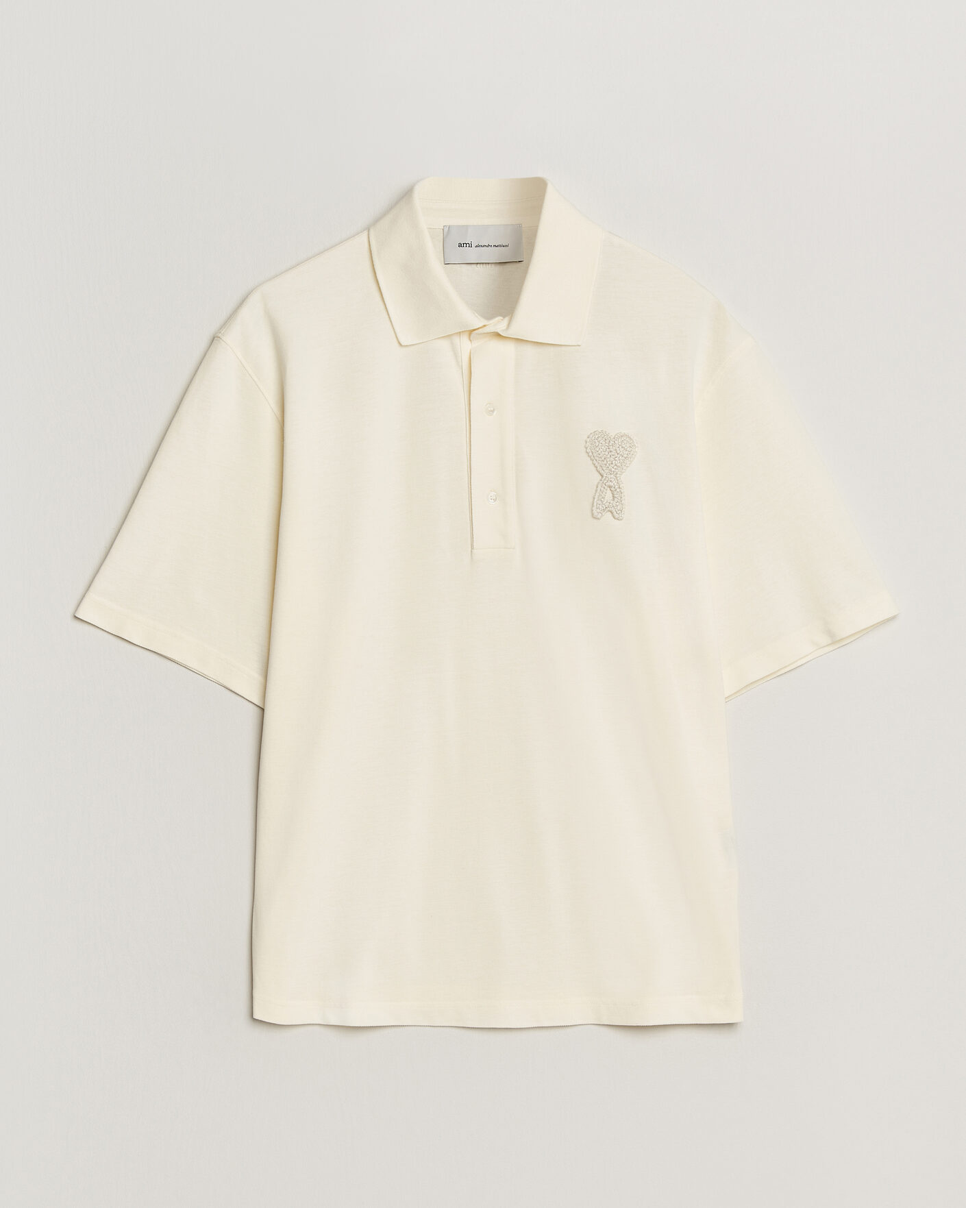 Herr | Pikéer | AMI | Knitted Heart Logo Polo Creme