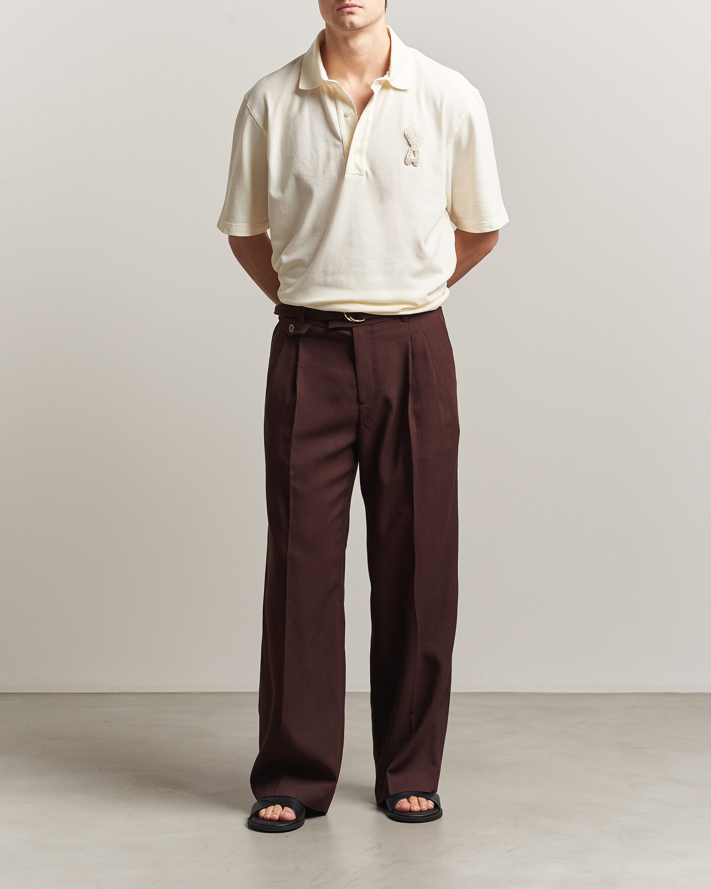 Herr | Pikéer | AMI | Knitted Heart Logo Polo Creme