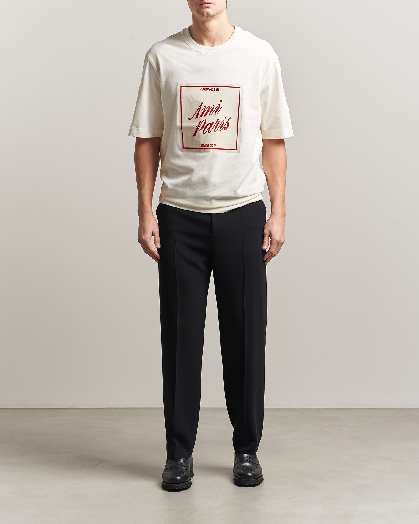 Herr | T-Shirts | AMI | Boxy Fit Printed T-Shirt Creme