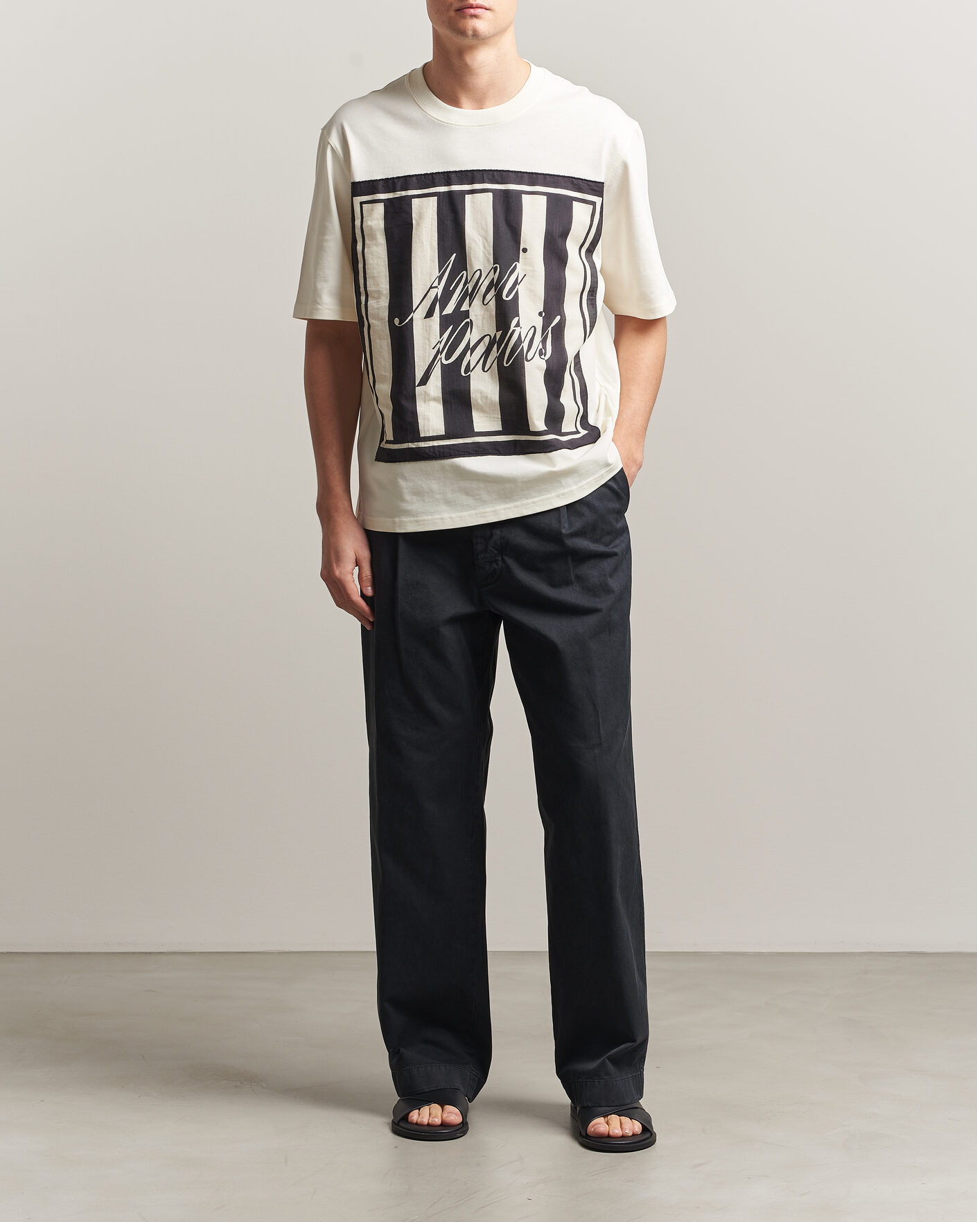 Herr | T-Shirts | AMI | Boxy Fit Printed T-Shirt Creme