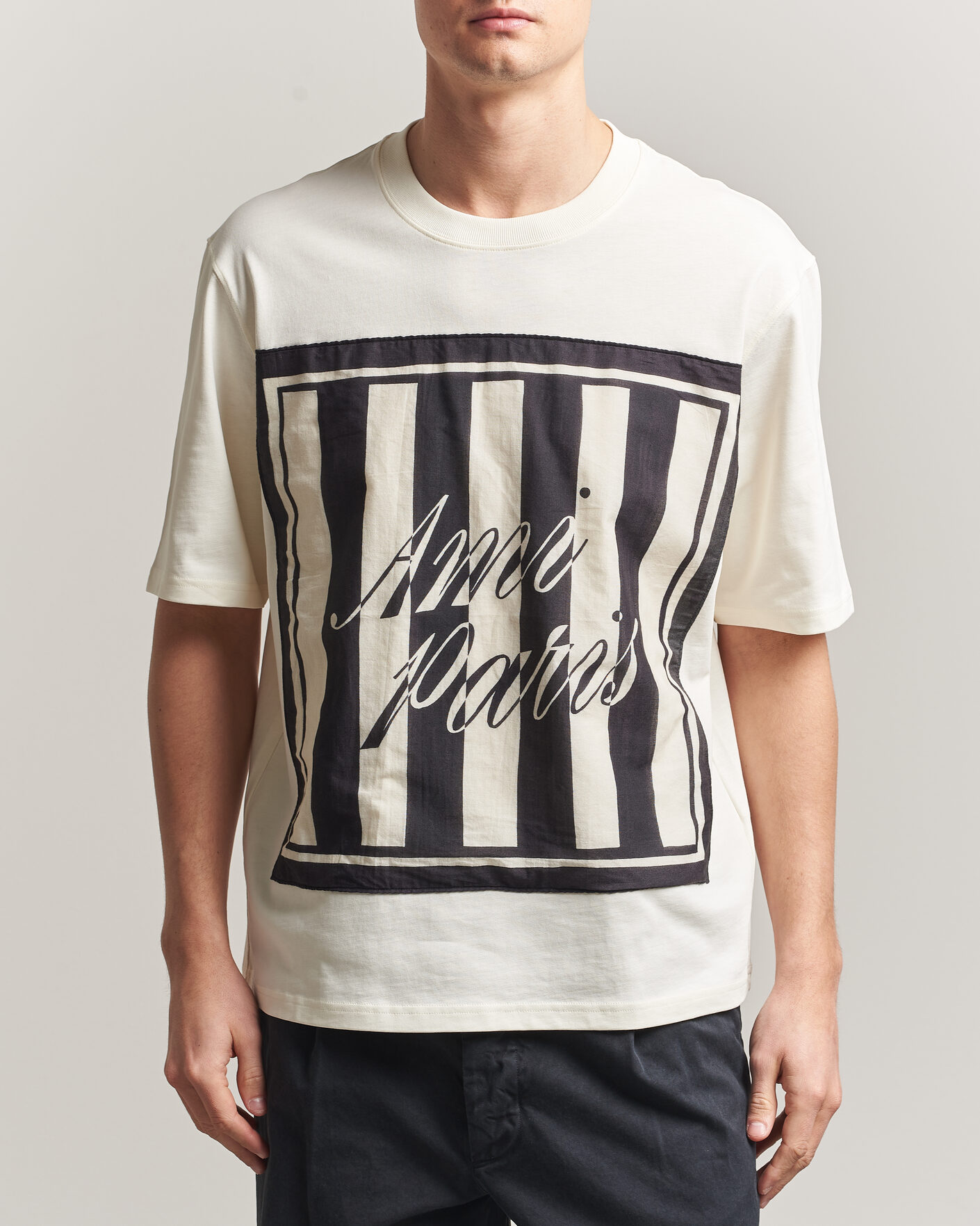 Herr | T-Shirts | AMI | Boxy Fit Printed T-Shirt Creme