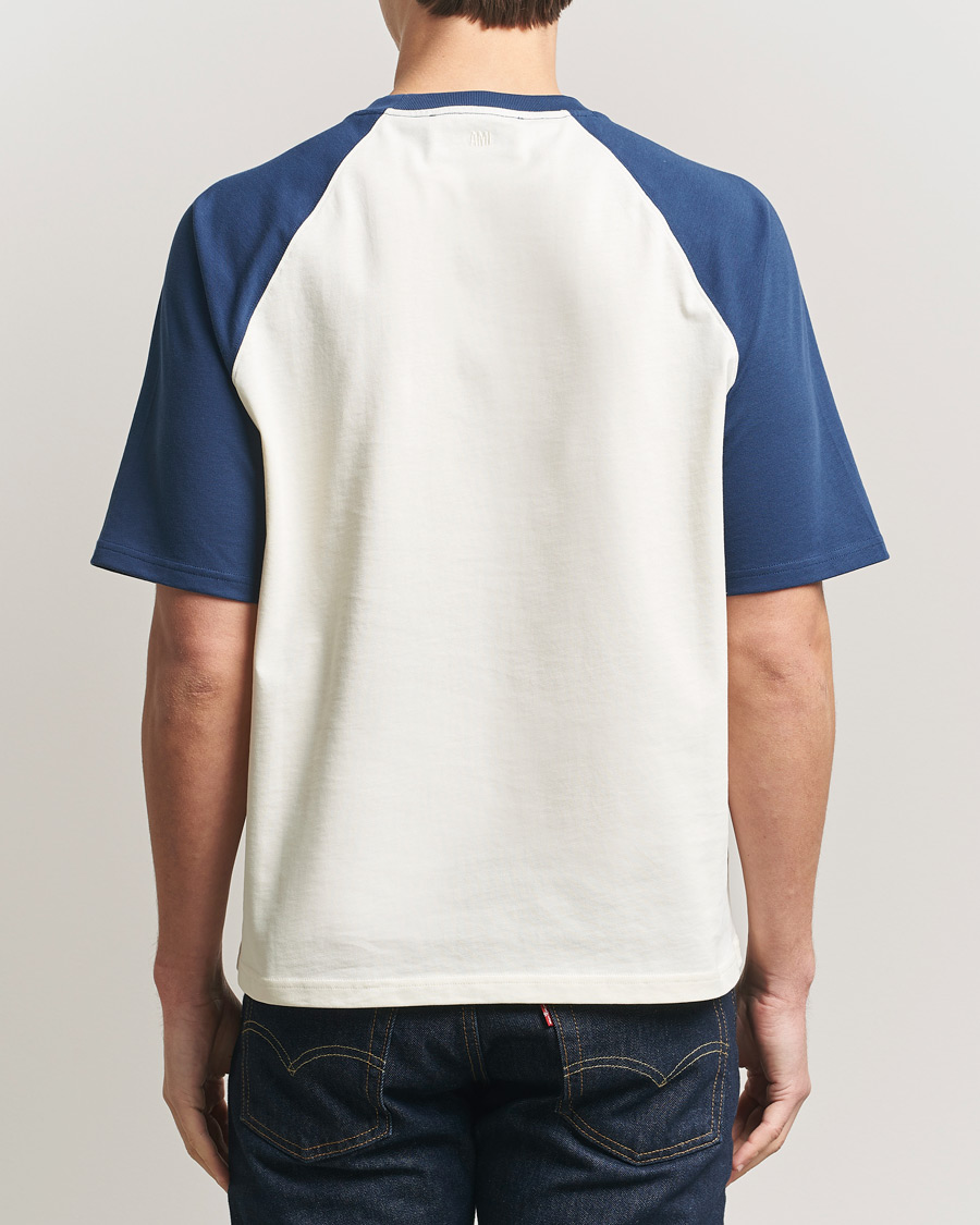 Herr | T-Shirts | AMI | Knitted Heart Logo T-Shirt Creme/Navy