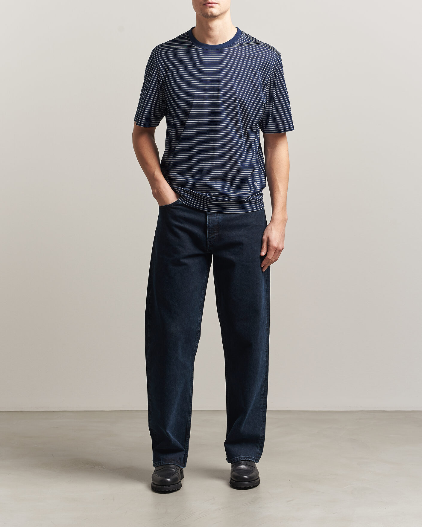 Herr | T-Shirts | AMI | Striped T-Shirt Navy/White