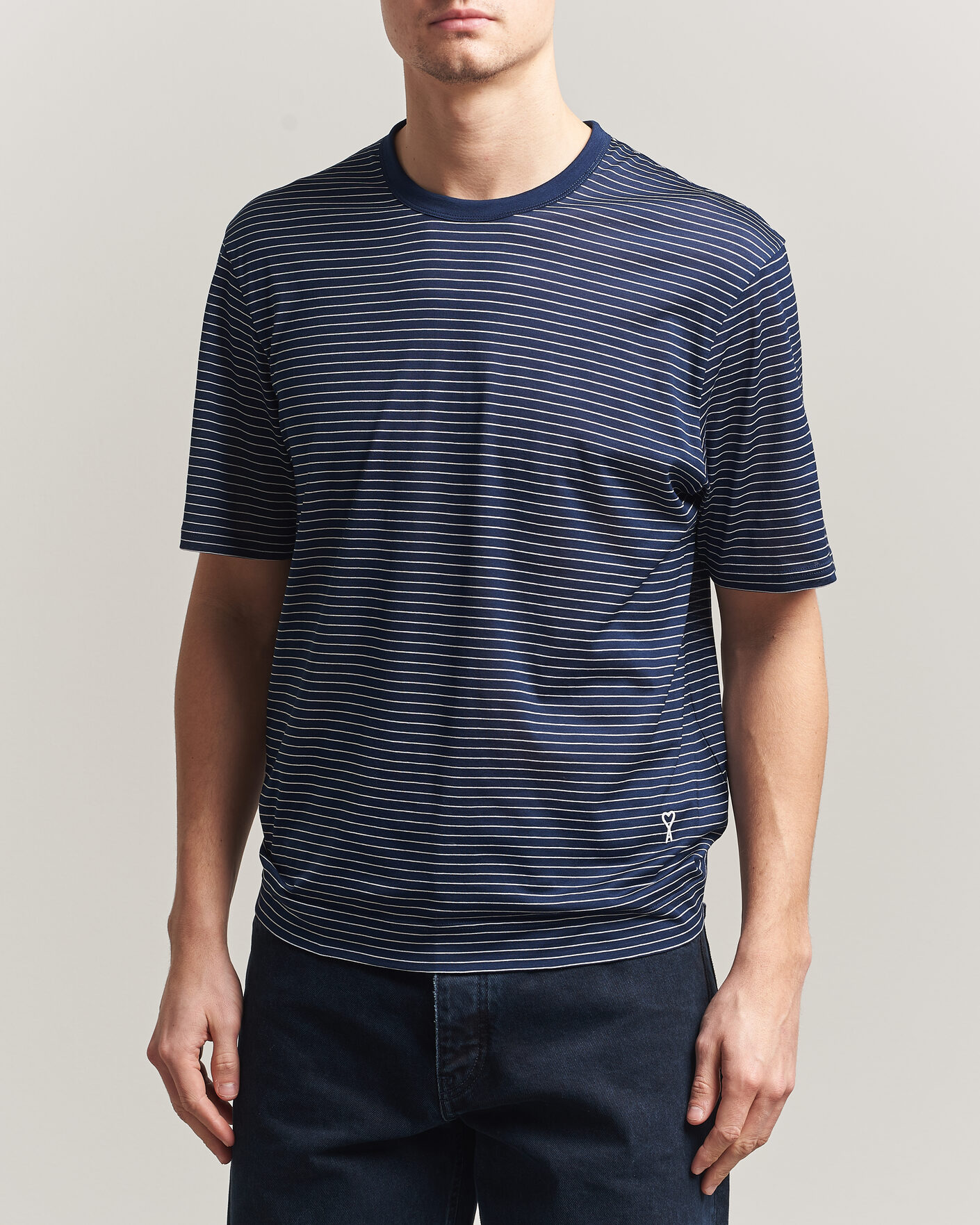 Herr | T-Shirts | AMI | Striped T-Shirt Navy/White