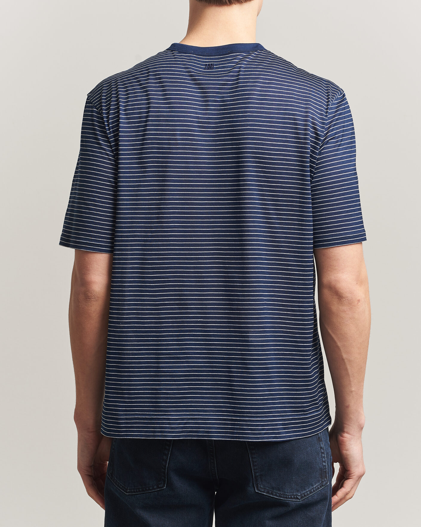 Herr | T-Shirts | AMI | Striped T-Shirt Navy/White