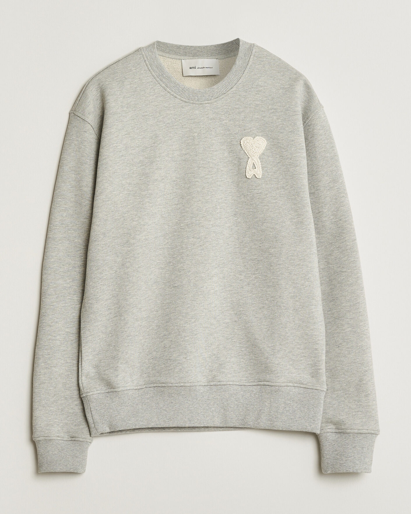 Herr | Tröjor | AMI | Knitted Heart Logo Sweatshirt Grey Melange