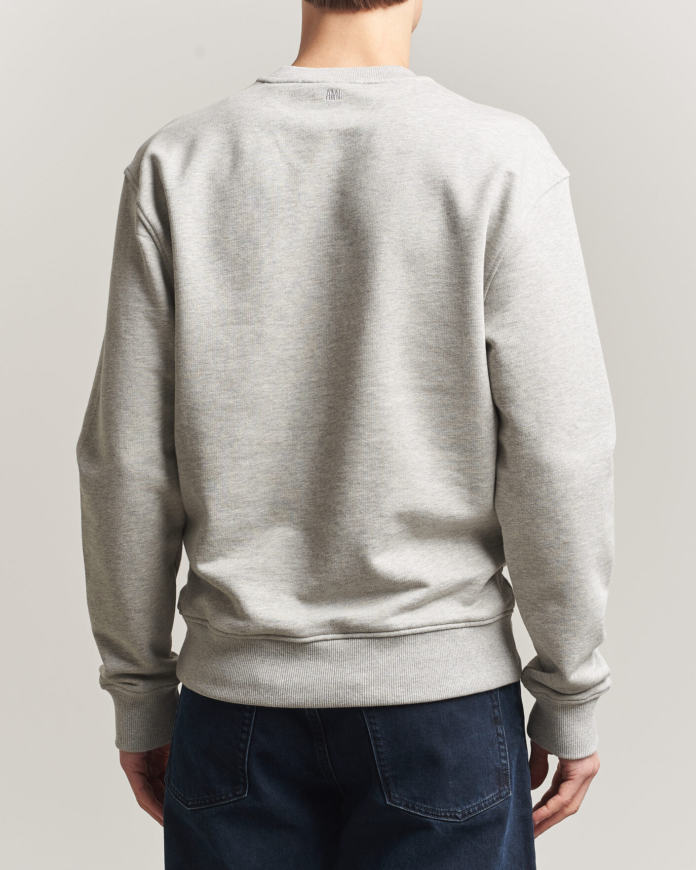 Herr | Tröjor | AMI | Knitted Heart Logo Sweatshirt Grey Melange