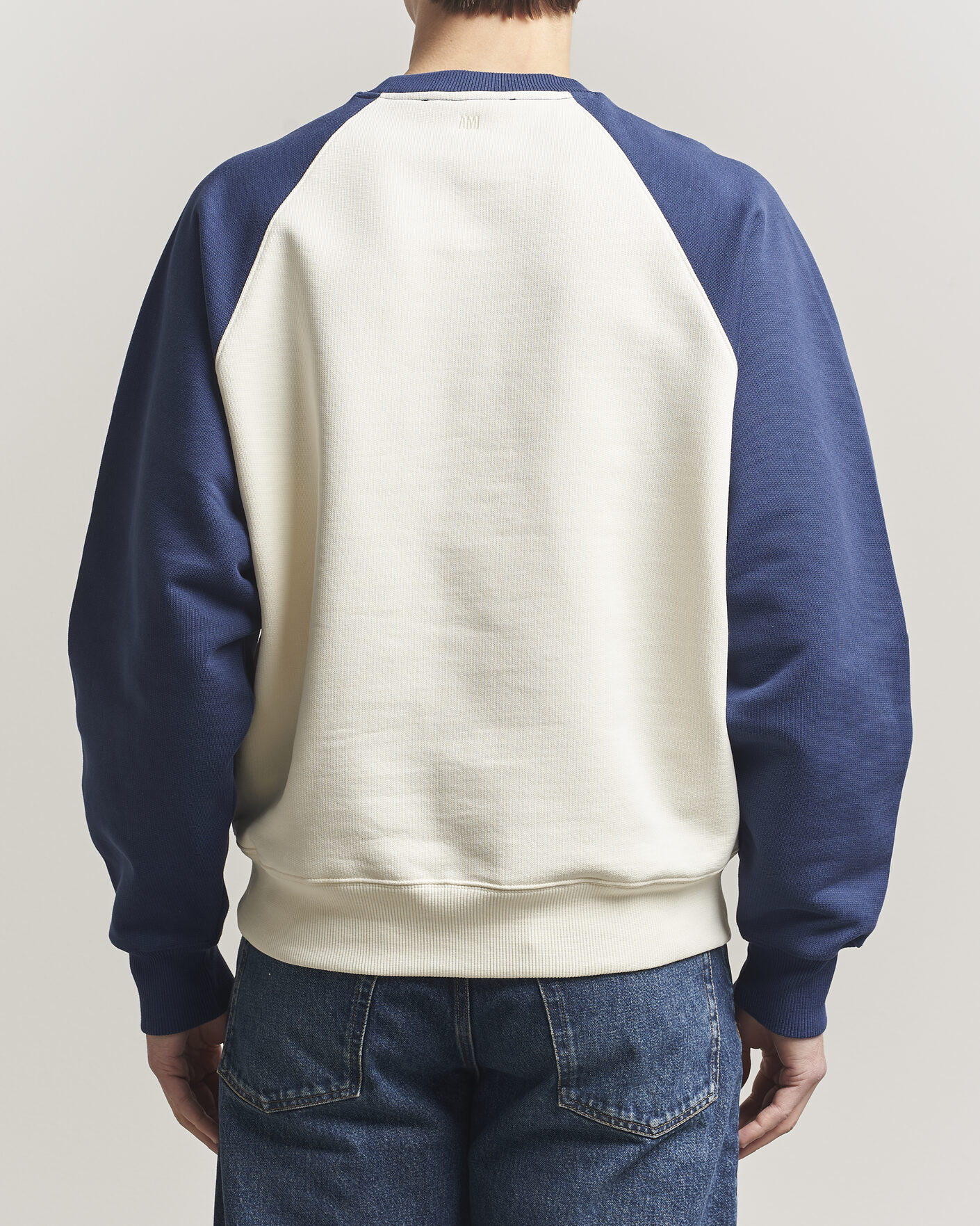 Herr | Tröjor | AMI | Knitted Heart Logo Sweatshirt Creme/Navy