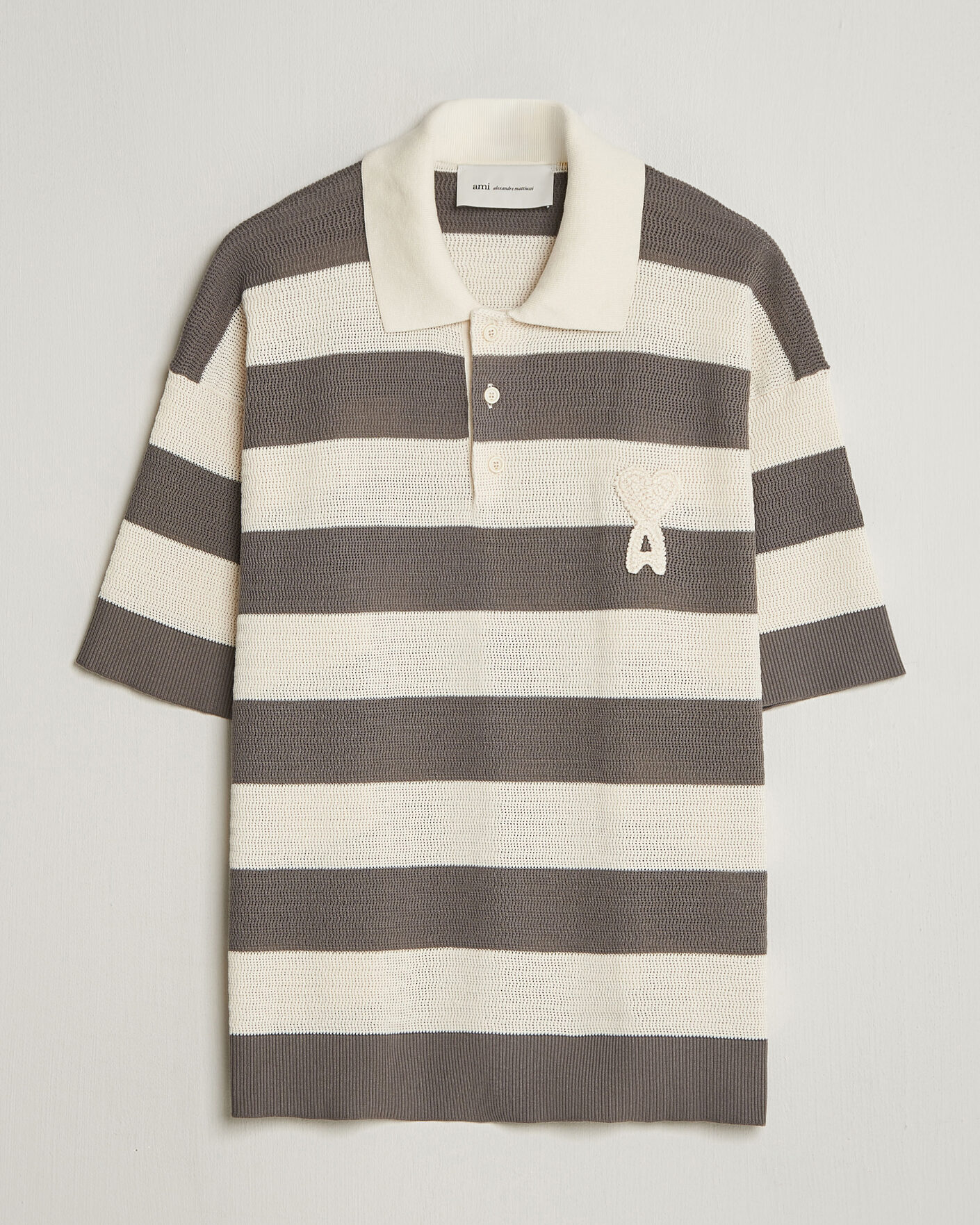 Herr | Pikéer | AMI | Striped Polo White/Grey