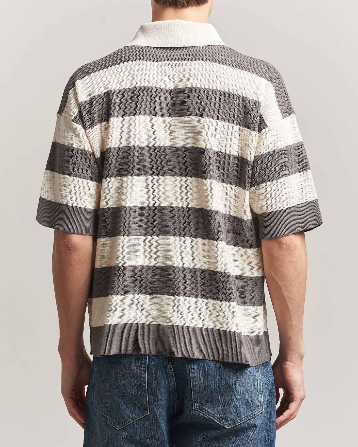 Herr | Pikéer | AMI | Striped Polo White/Grey