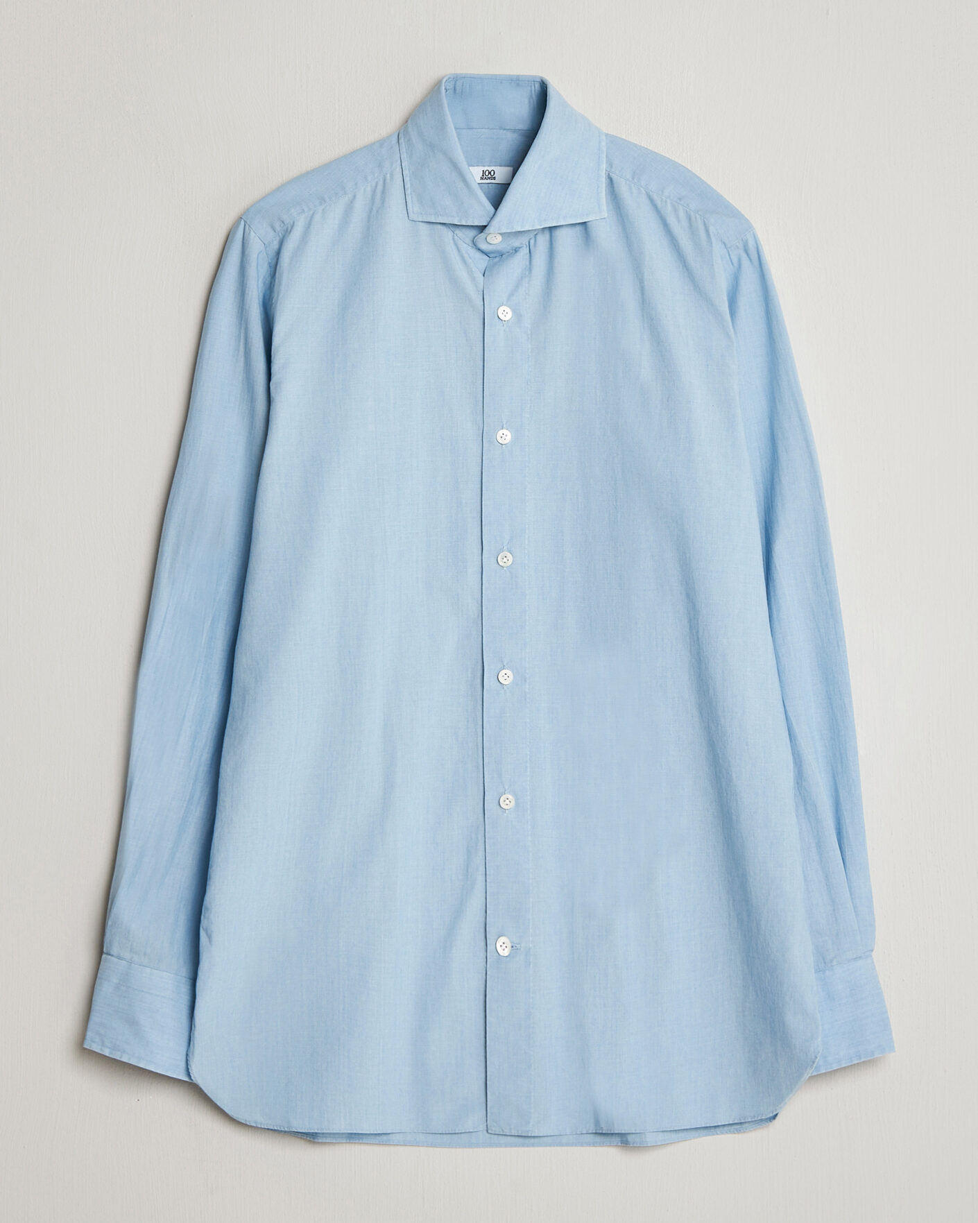 Herr | Skjortor | 100Hands | Light Cotton Voile Denim Shirt Blue