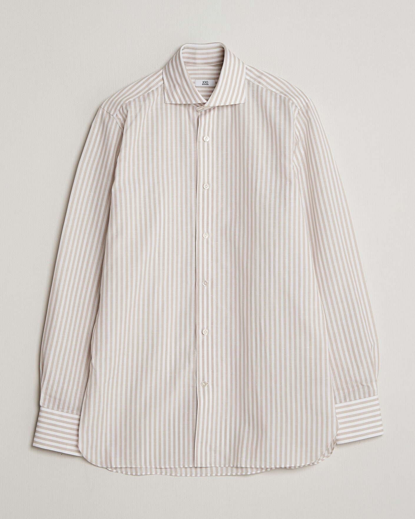 Herr | Skjortor | 100Hands | Cotton/Linen Bengal Stripe Shirt Light Brown