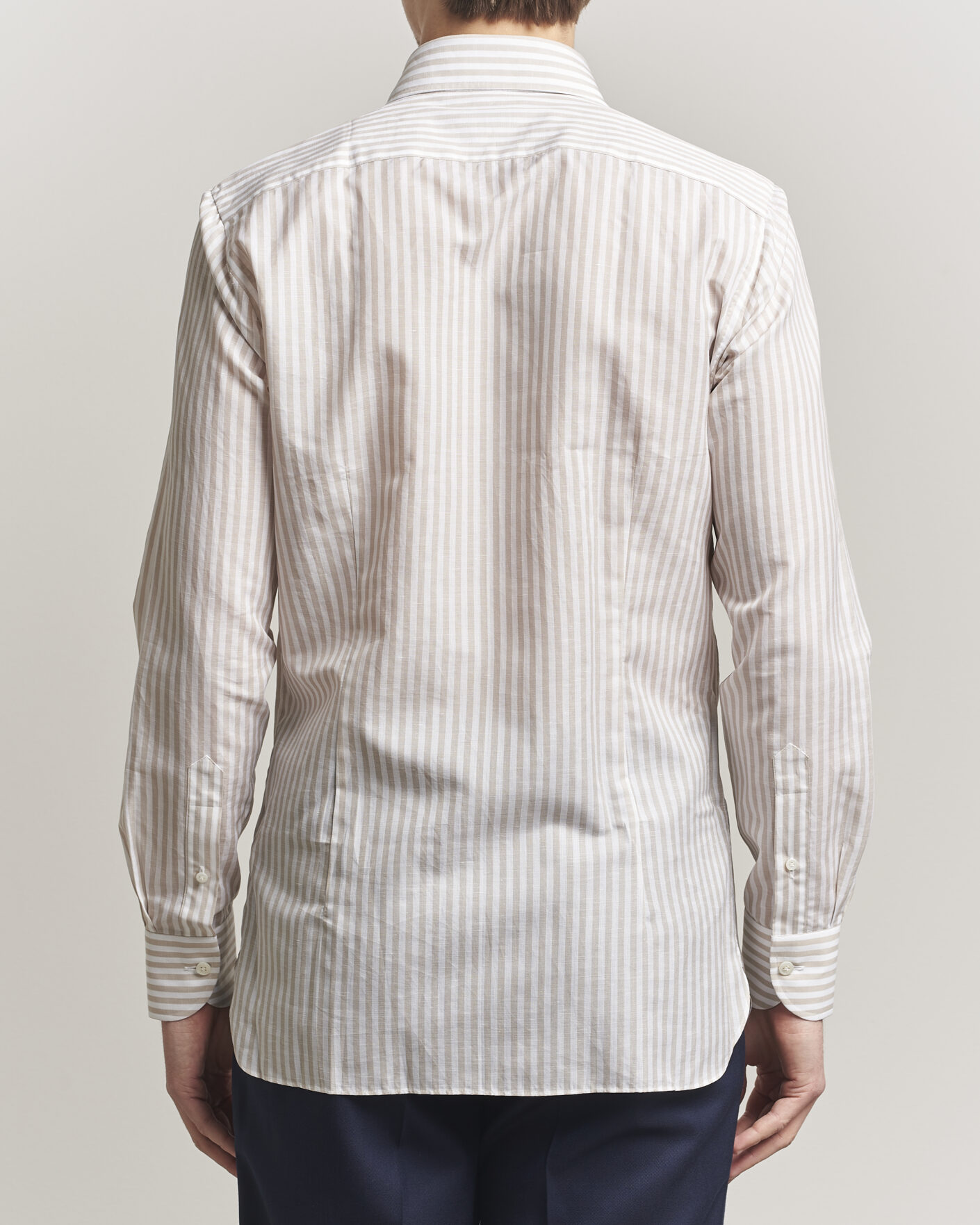Herr | Skjortor | 100Hands | Cotton/Linen Bengal Stripe Shirt Light Brown