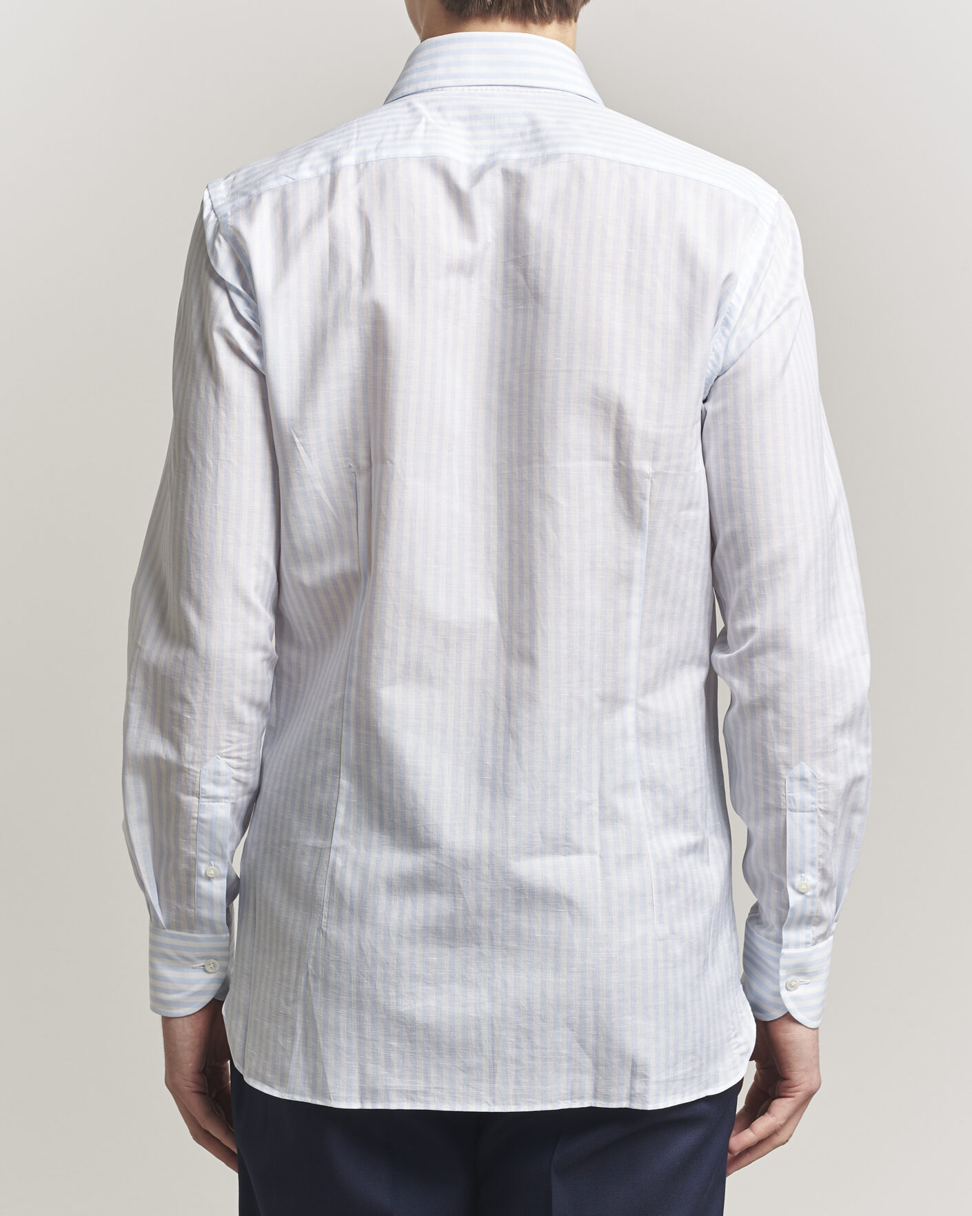 Herr | Skjortor | 100Hands | Cotton/Linen Bengal Stripe Shirt Light Blue