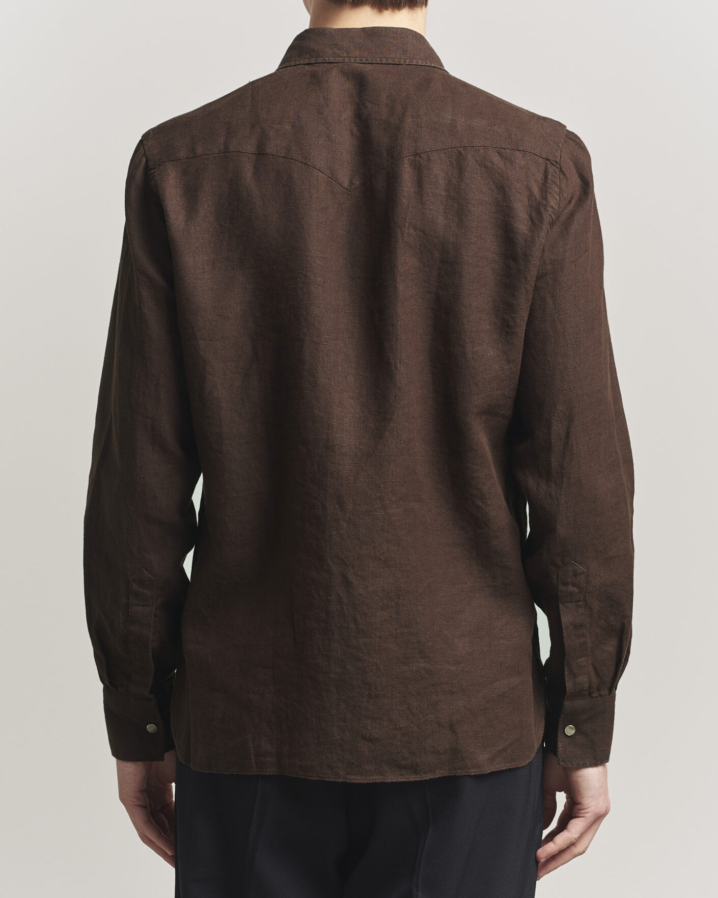 Herr | Skjortor | 100Hands | Two Pocket Western Linen Shirt Chocolate