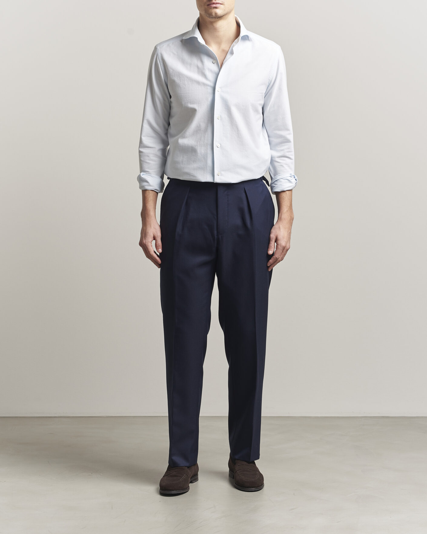 Herr | Skjortor | 100Hands | Washed Oxford Shirt Light Blue