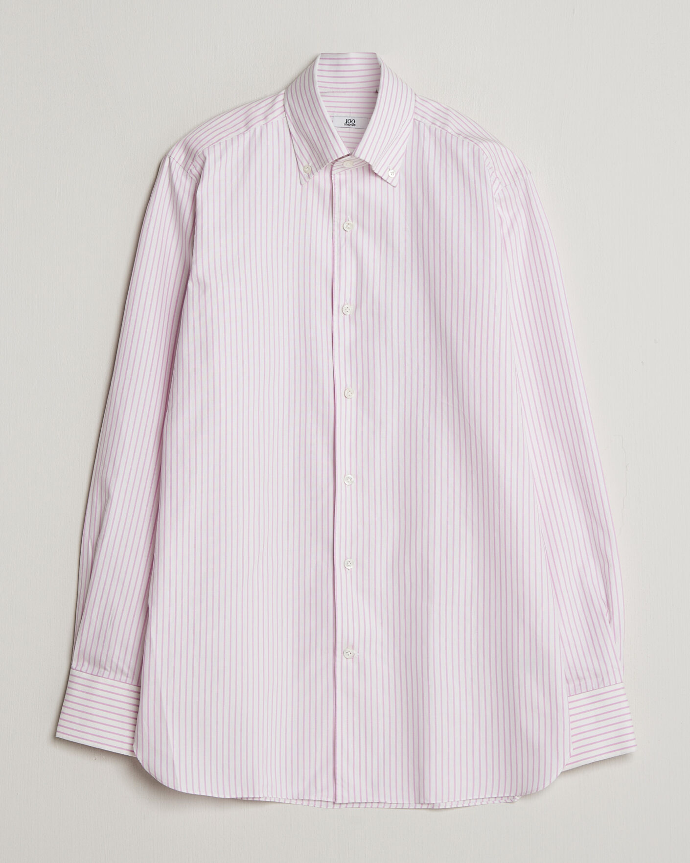 Herr | Skjortor | 100Hands | Washed Striped Oxford Shirt Lavender